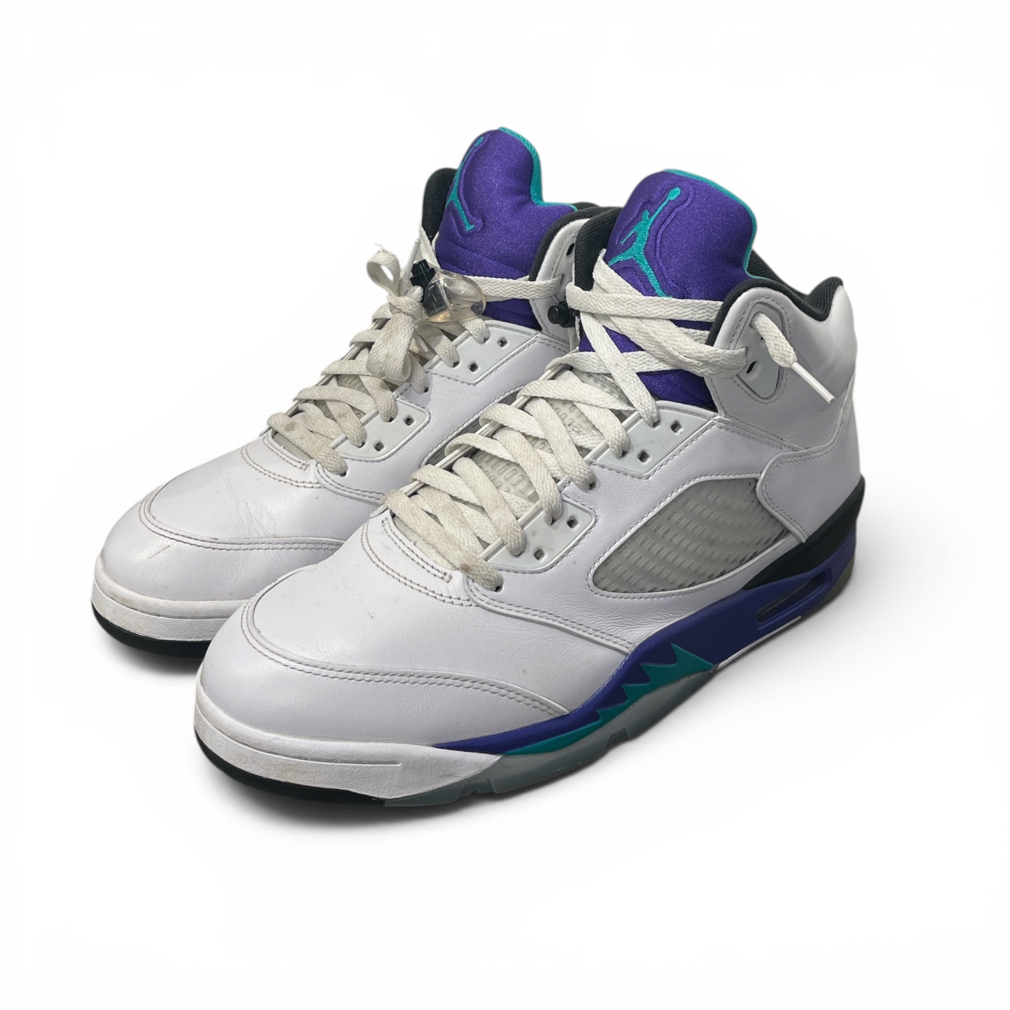 JORDAN BRAND/Hi-Sneakers/US 12/Leather/WHT/PURPLE AND BLUE view 1