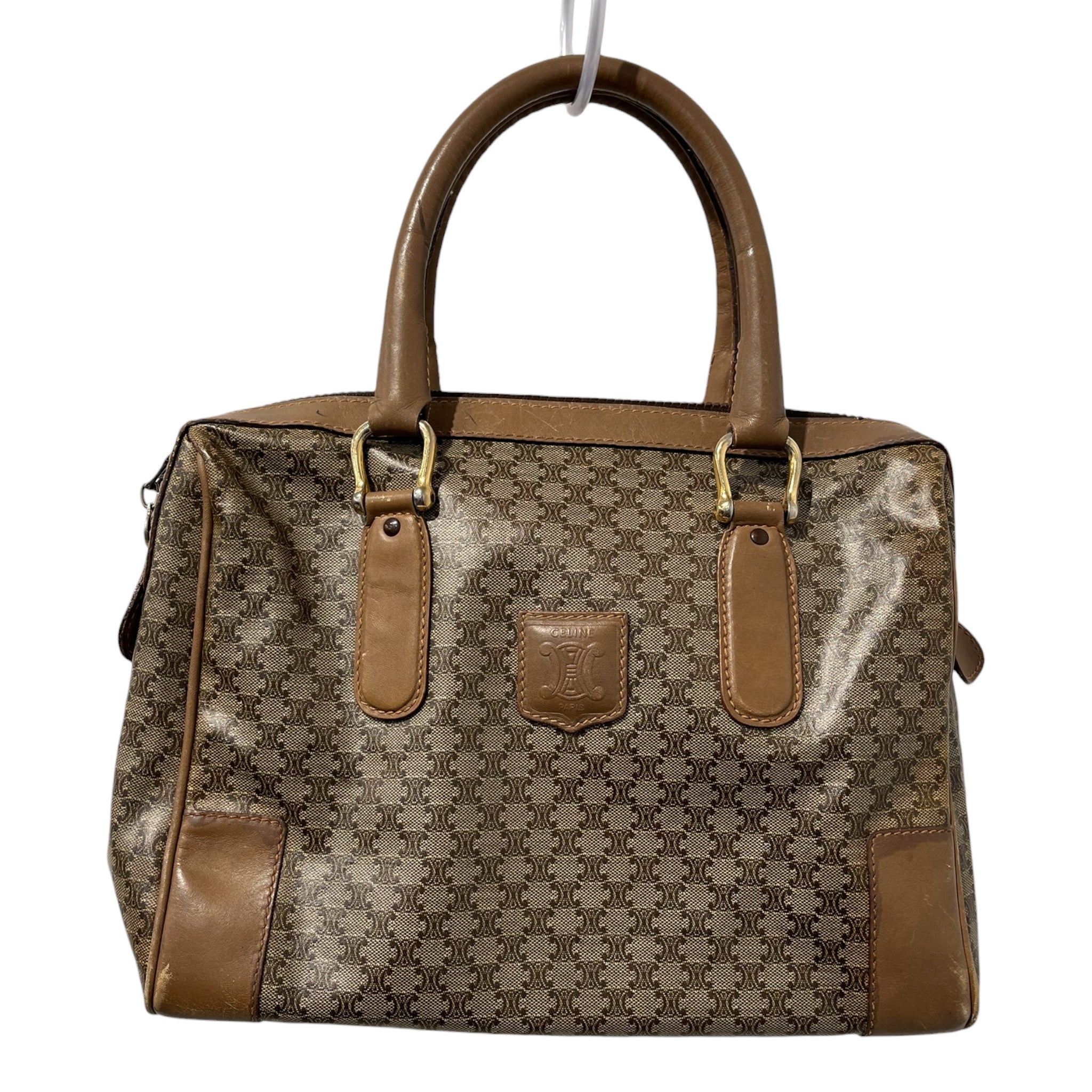 CELINE/Hand Bag/Monogram/Leather/KHK/CANVAS MACADAM MINI BOSTON view 1