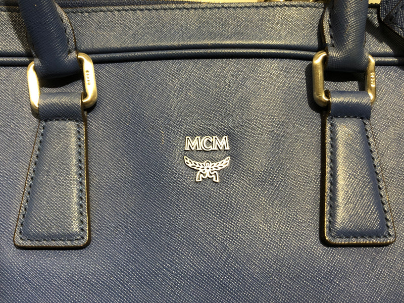 MCM/Briefcase/OS/Leather/BLU/