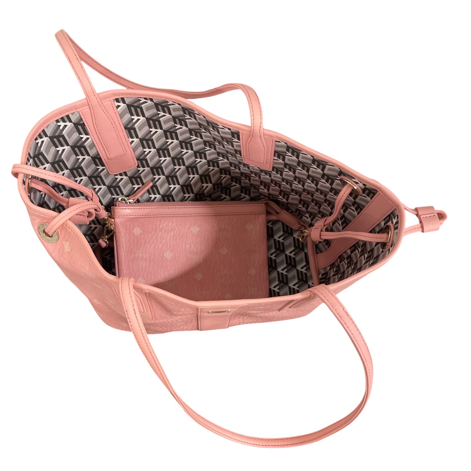 MCM/Tote Bag/Leather/PNK/Pink Visetos Tote w/ Pouch view 4