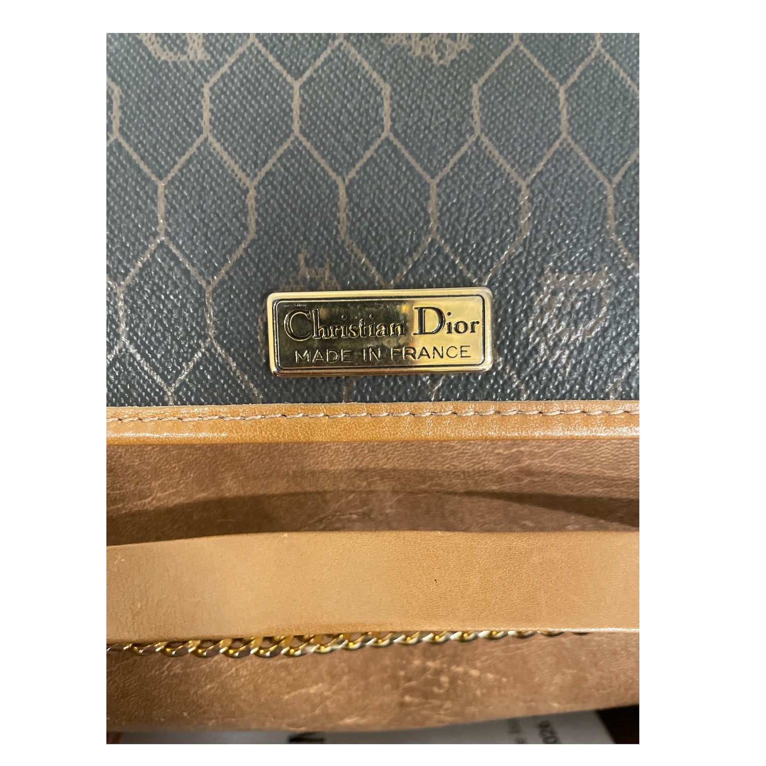 Christian Dior/Cross Body Bag/Leather/BRW/Honeycomb Canvas Chain Bag view 4