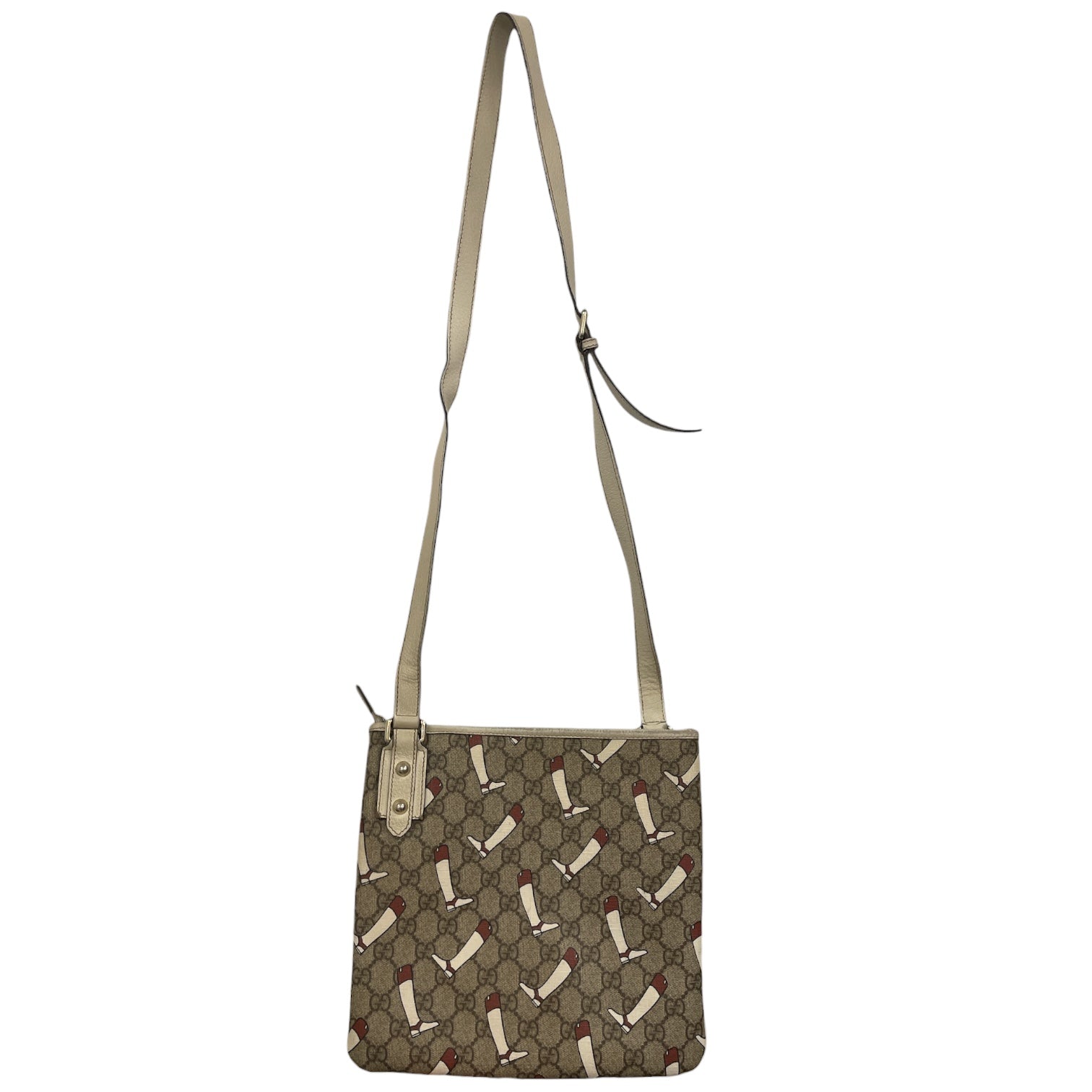 GUCCI/Tote Bag/Monogram/Leather/BEG/Cowboy boot print view 2