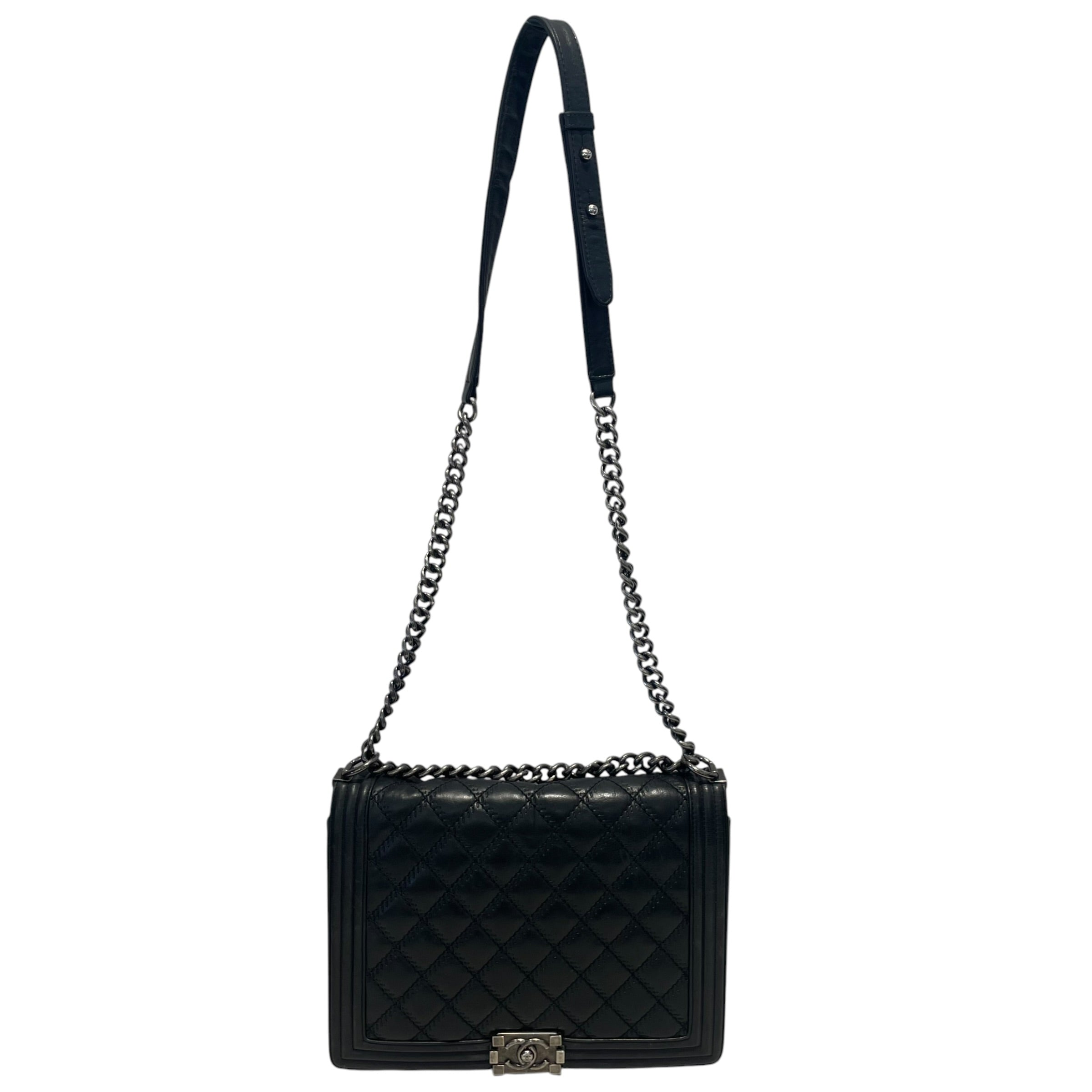 CHANEL/Cross Body Bag/Leather/BLK/Double Stitch Boy Bag view 1