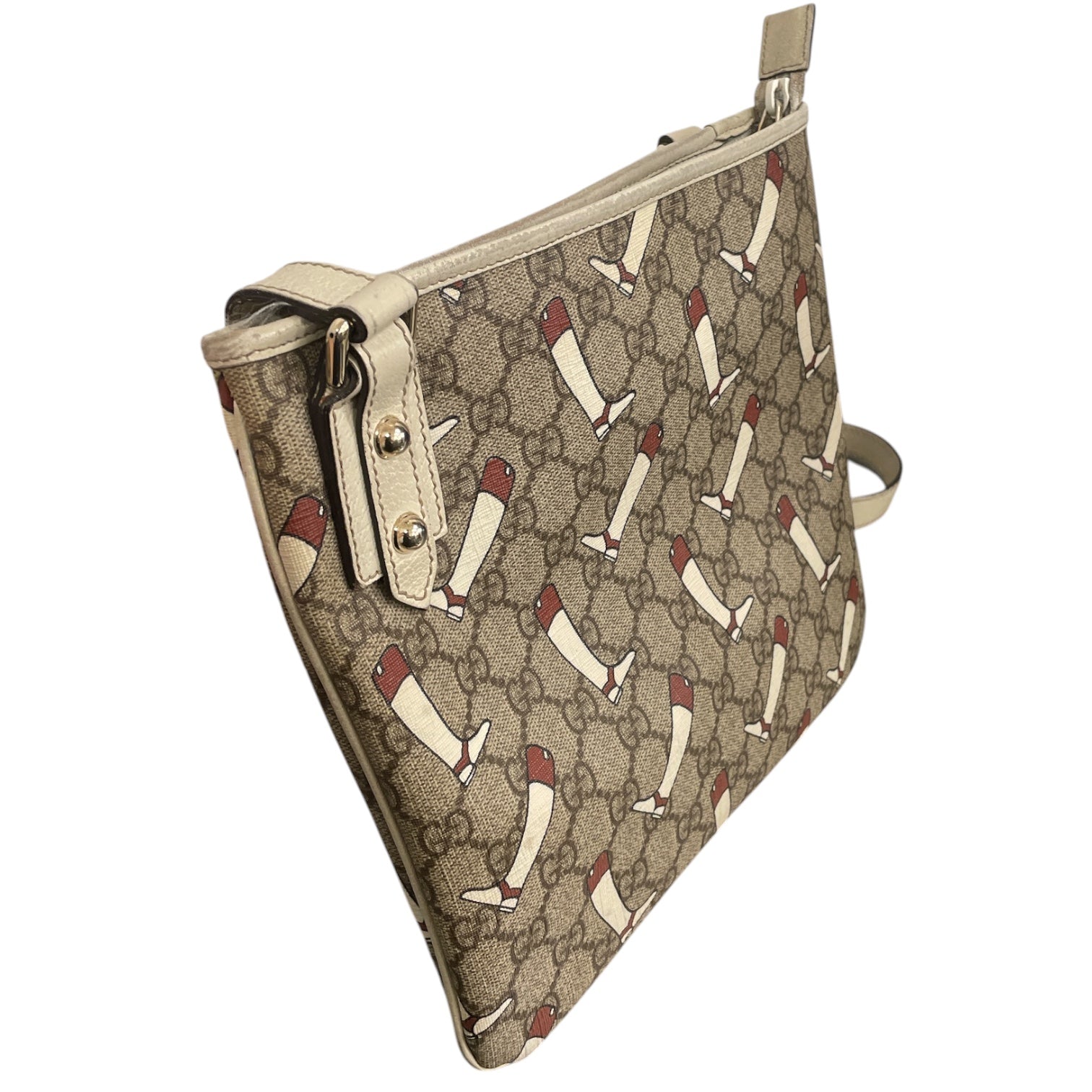 GUCCI/Tote Bag/Monogram/Leather/BEG/Cowboy boot print view 6