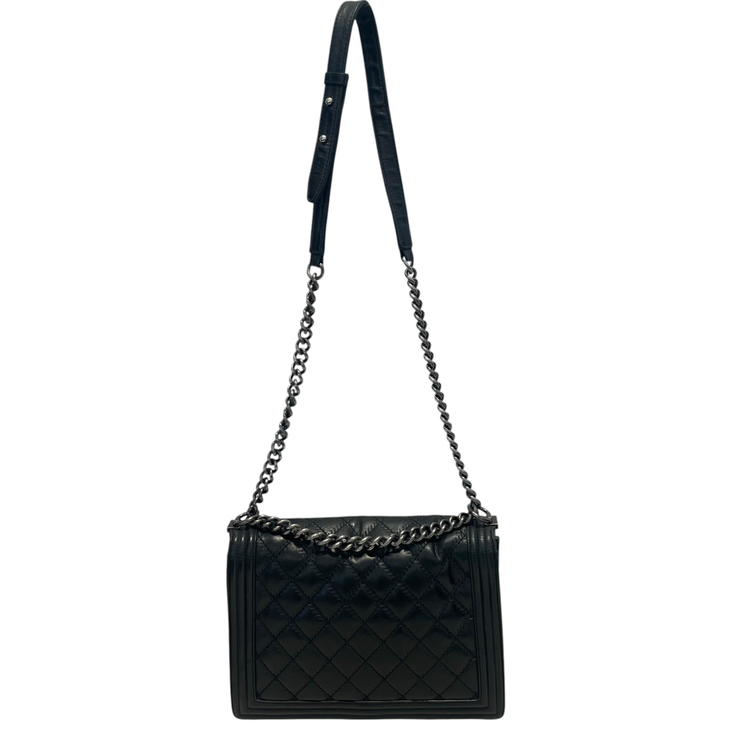 CHANEL/Cross Body Bag/Leather/BLK/Double Stitch Boy Bag view 2