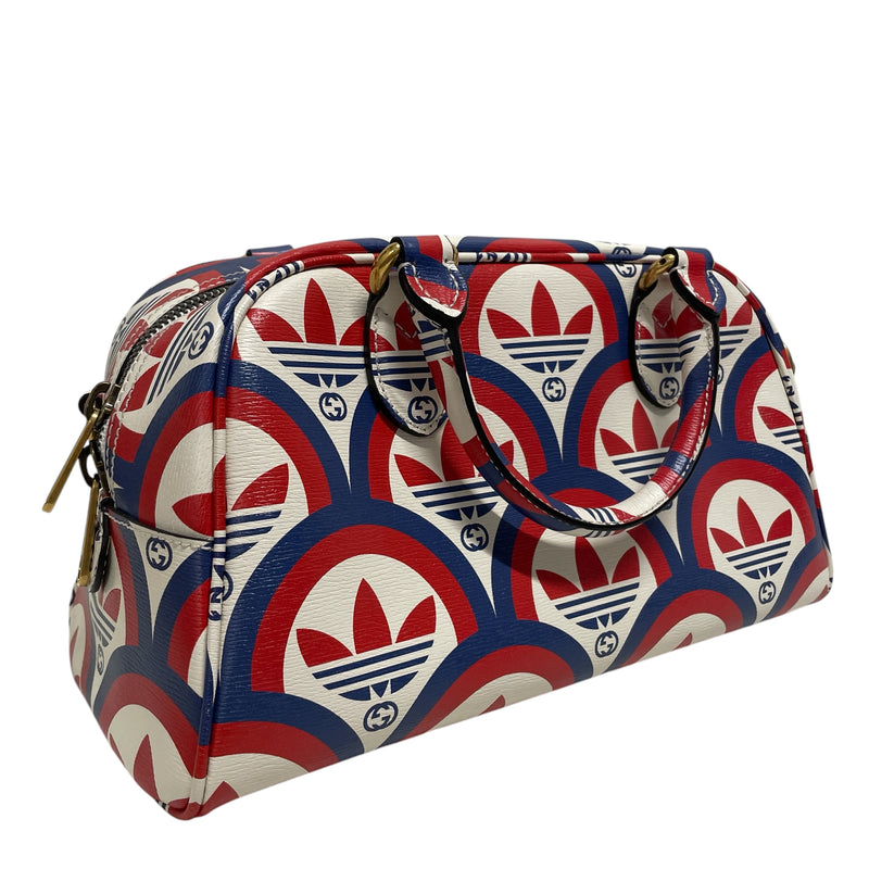 GUCCI/adidas/Bag/Monogram/Leather/WHT/red and blue pattern