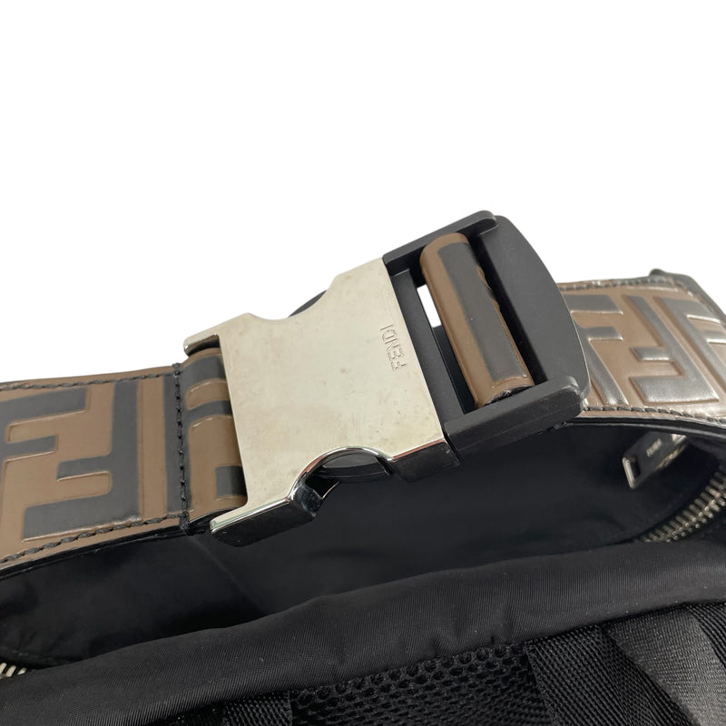 FENDI/Backpack/Monogram/Nylon/BLK/BUCKLE ON TOP MONGOGRAM ON BOT
