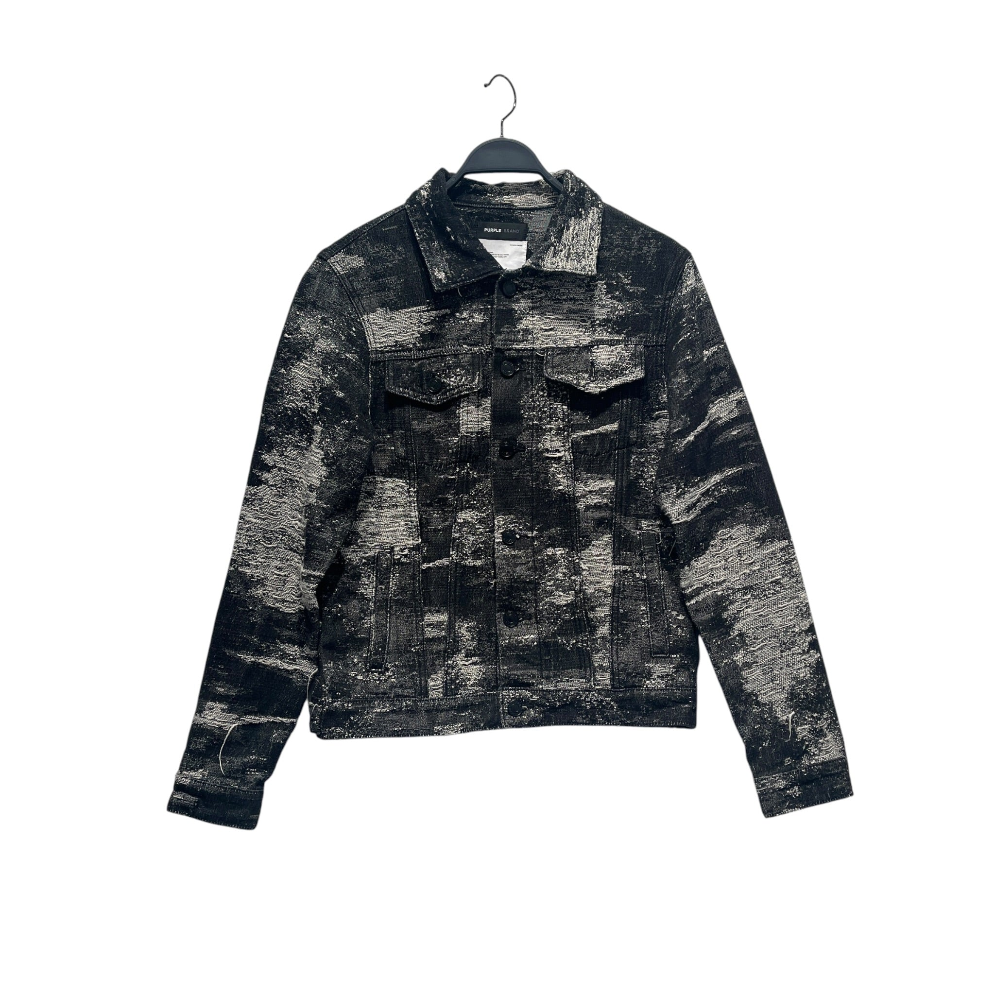 PURPLE BRAND/Denim Jkt/M/Cotton/BLK/All Over Print/BLACK AND WHITE JACQUARD view 1