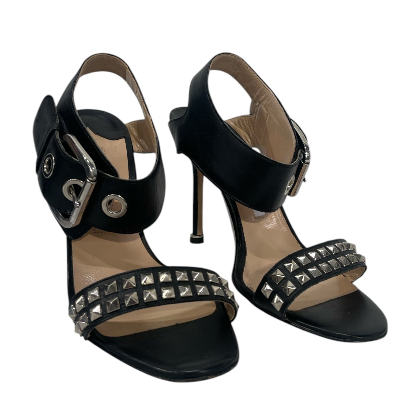 MANOLO BLAHNIK/Heels/EU 37.5/Leather/BLK/Ankle Strap/ view 1