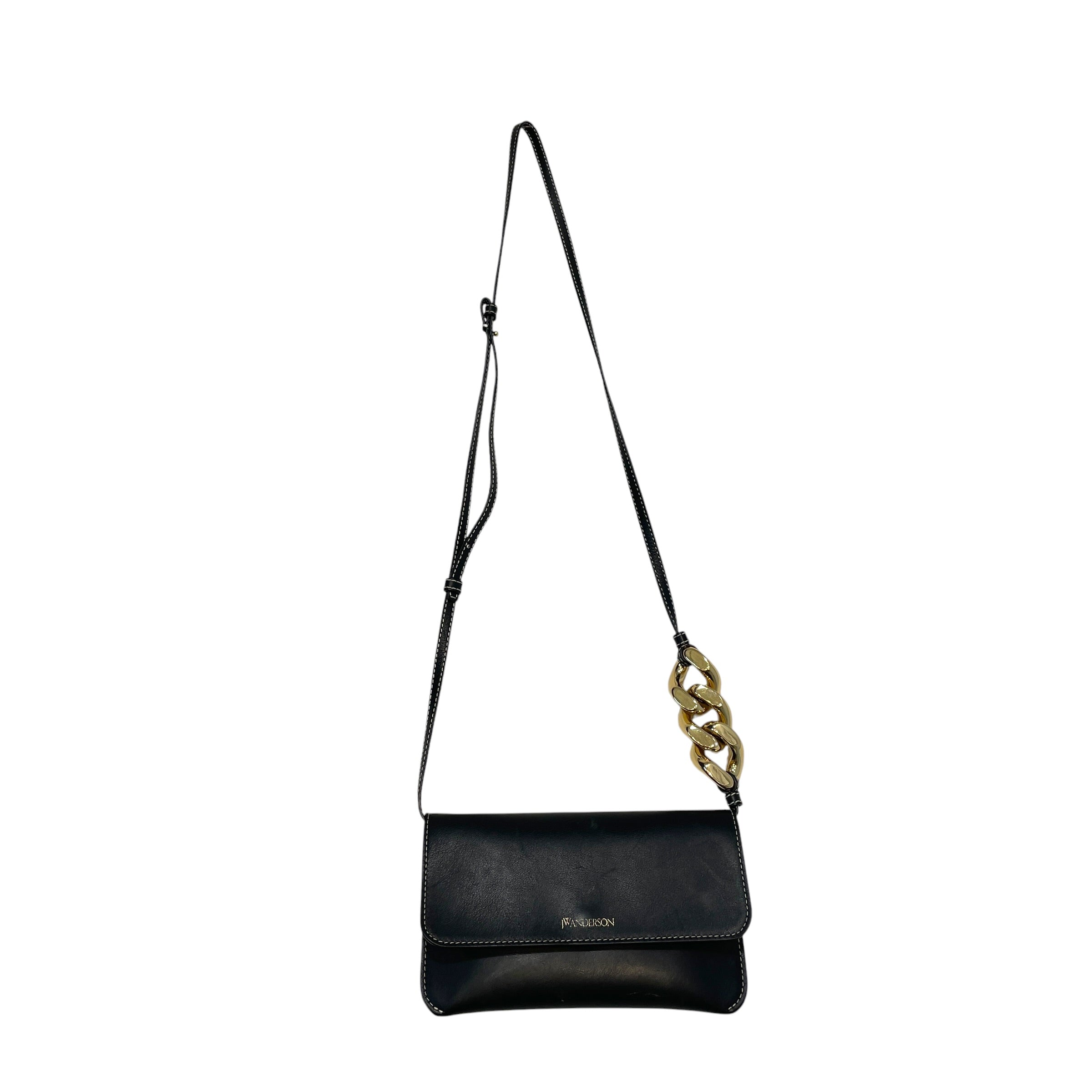 JW ANDERSON(J.W.ANDERSON)/Cross Body Bag/Leather/BLK/Chain Detail Pouch Gold view 1