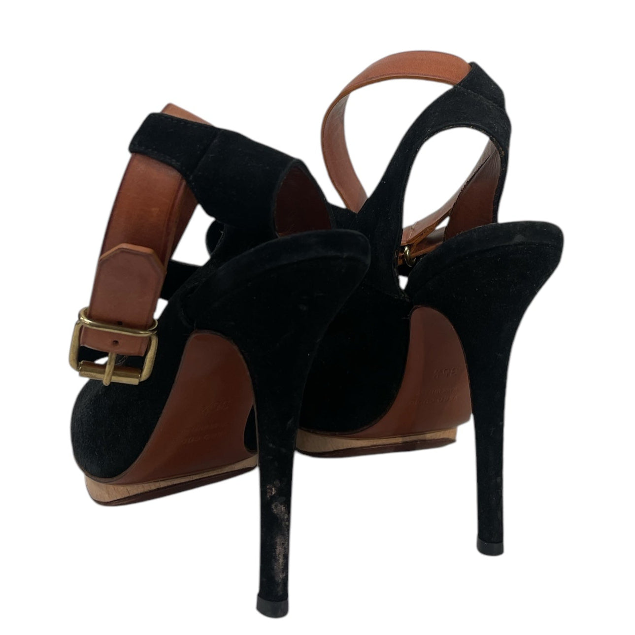 LANVIN/Heels/EU 35.5/Suede/BLK/GOLD BUCKLE view 2