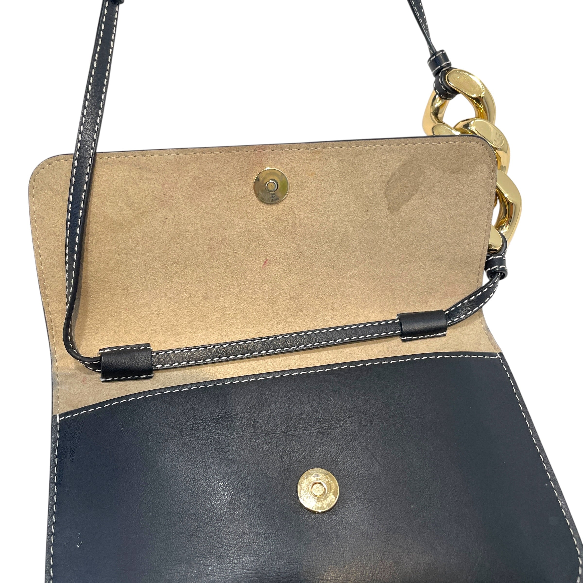 JW ANDERSON(J.W.ANDERSON)/Cross Body Bag/Leather/BLK/Chain Detail Pouch Gold view 3