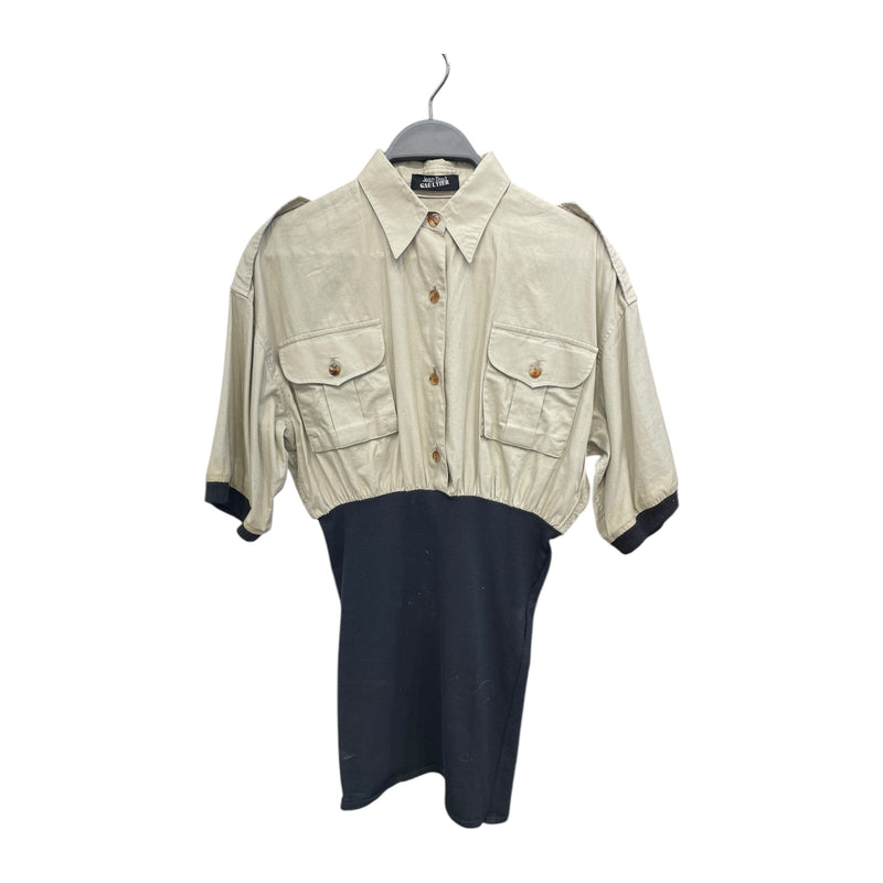 Jean Paul Gaultier/Shirt Dress/M/Cotton/BLK/Mini Length/Khaki Top