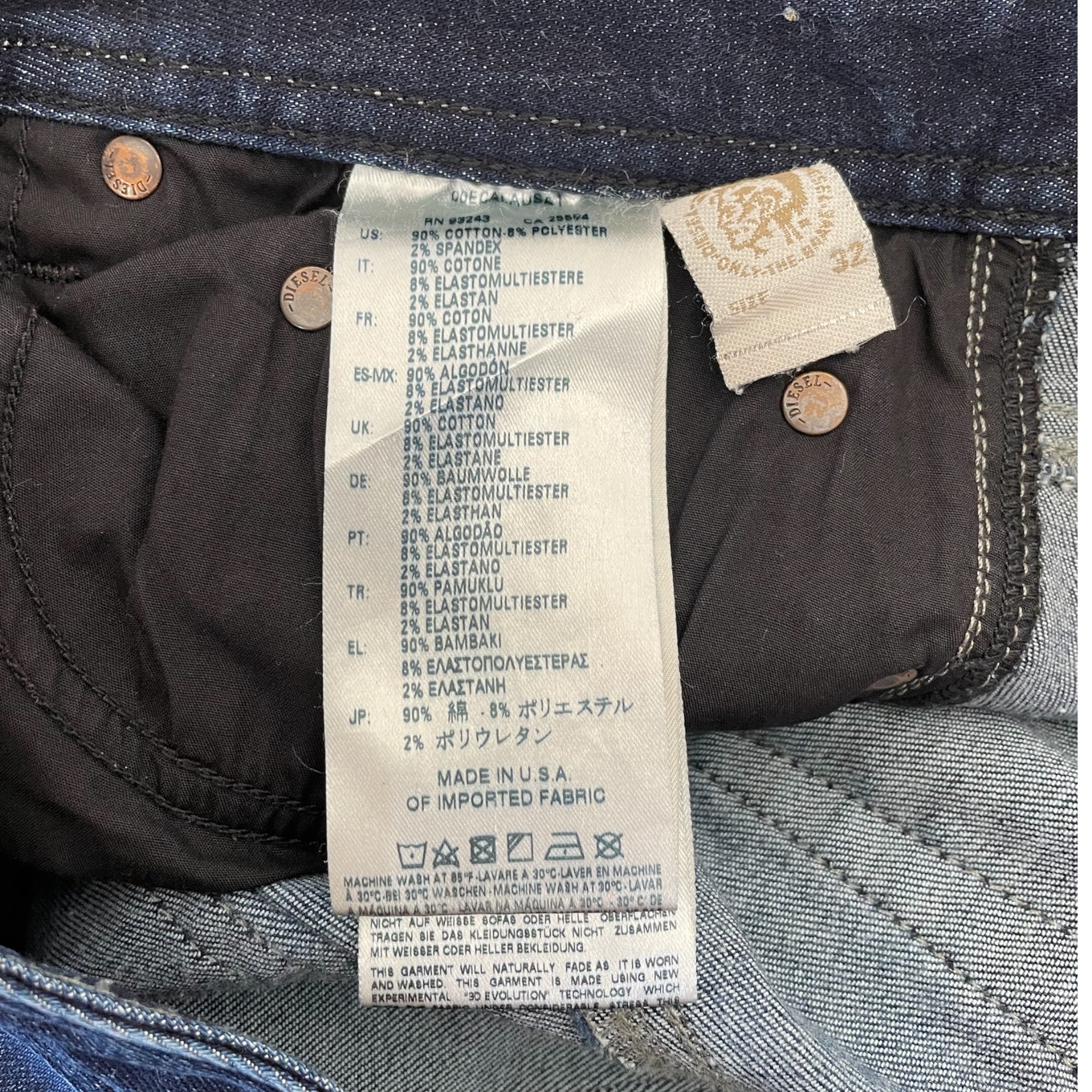 DIESEL/Skinny Pants/32/Denim/IDG/knee stitching details view 3