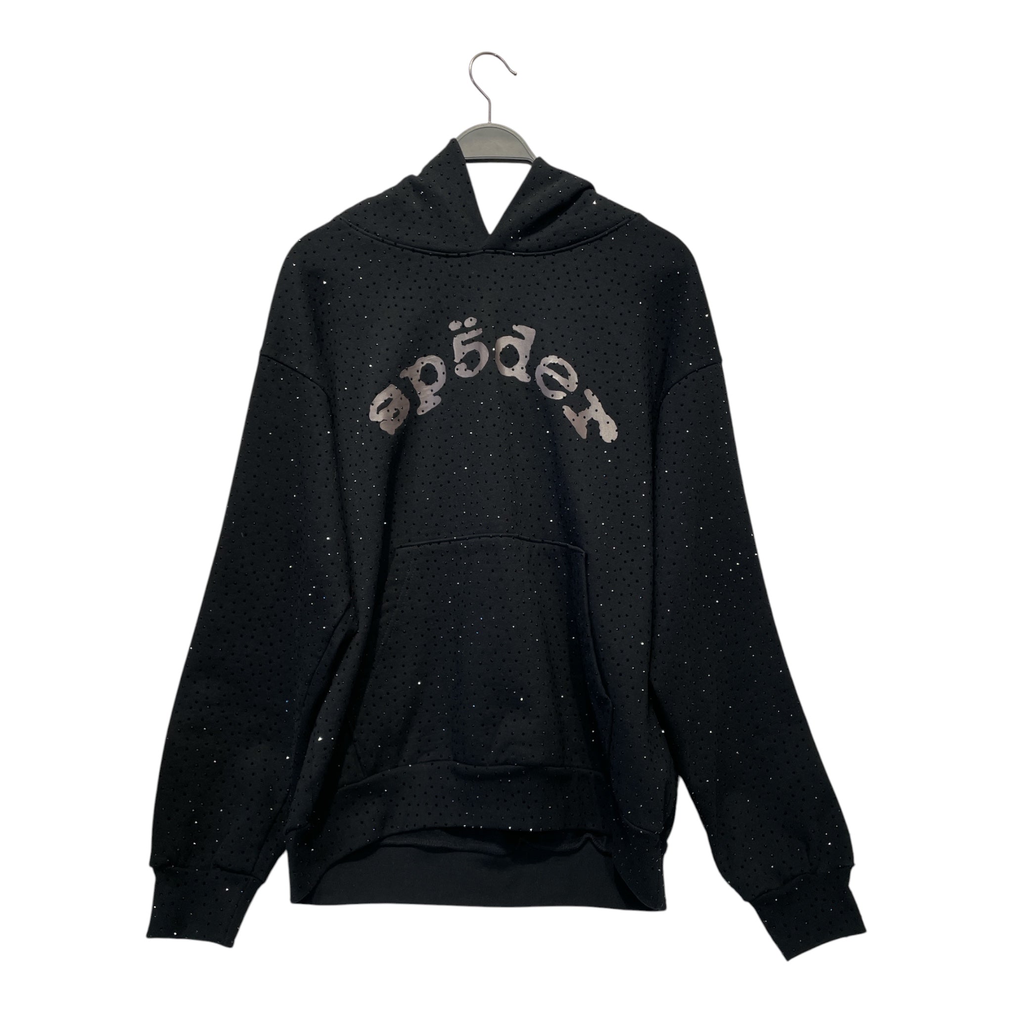 Sp5der/Hoodie/L/Iridescent/Cotton/BLK/VVS BLACK RHINESTONES view 1