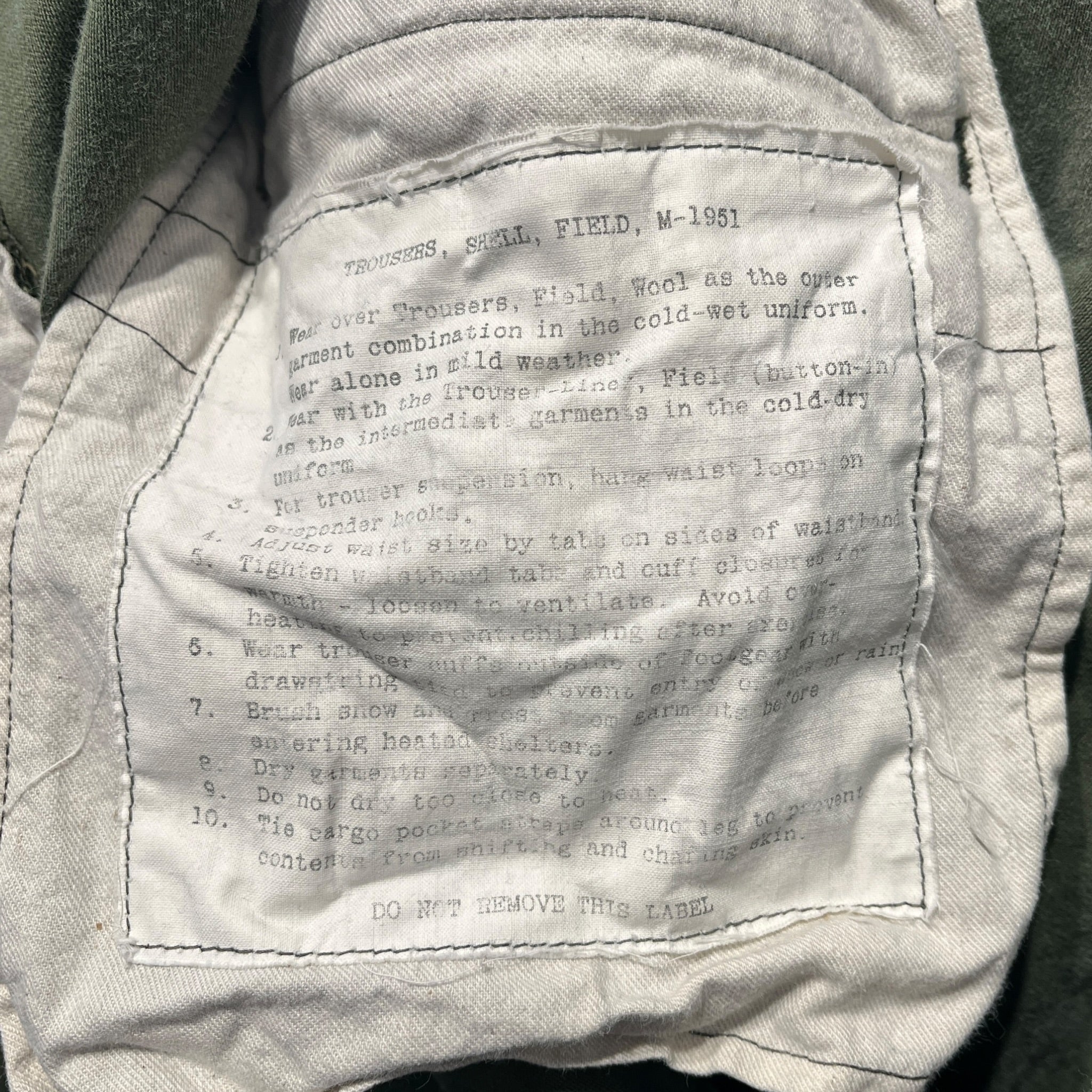 Vintage/Cargo Pants/40/Cotton/GRN/Distressed/MILITARY M-1951 FIELD TROUSERS view 3