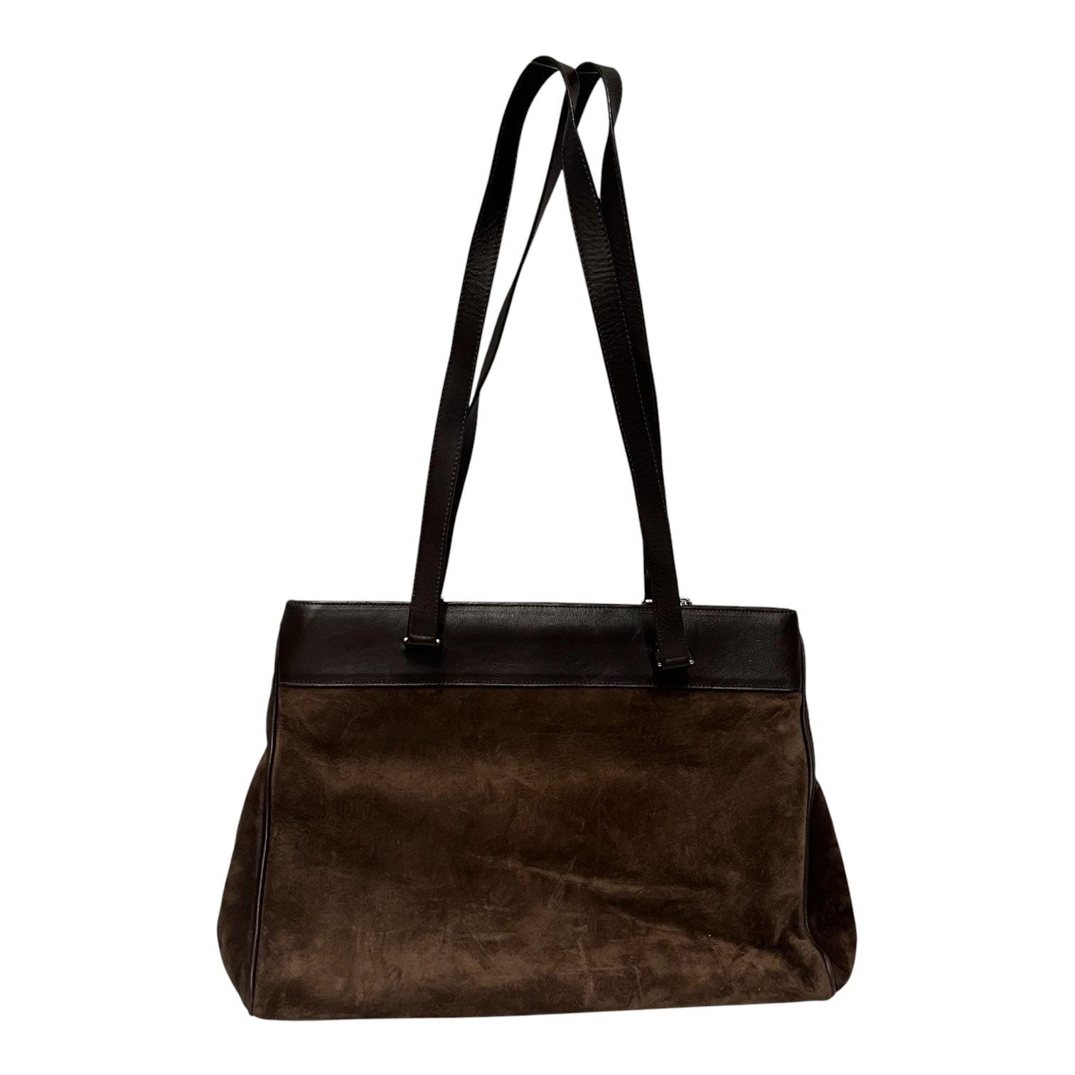 BURBERRYS/Tote Bag/Suede/BRW/vintage leather trim view 2