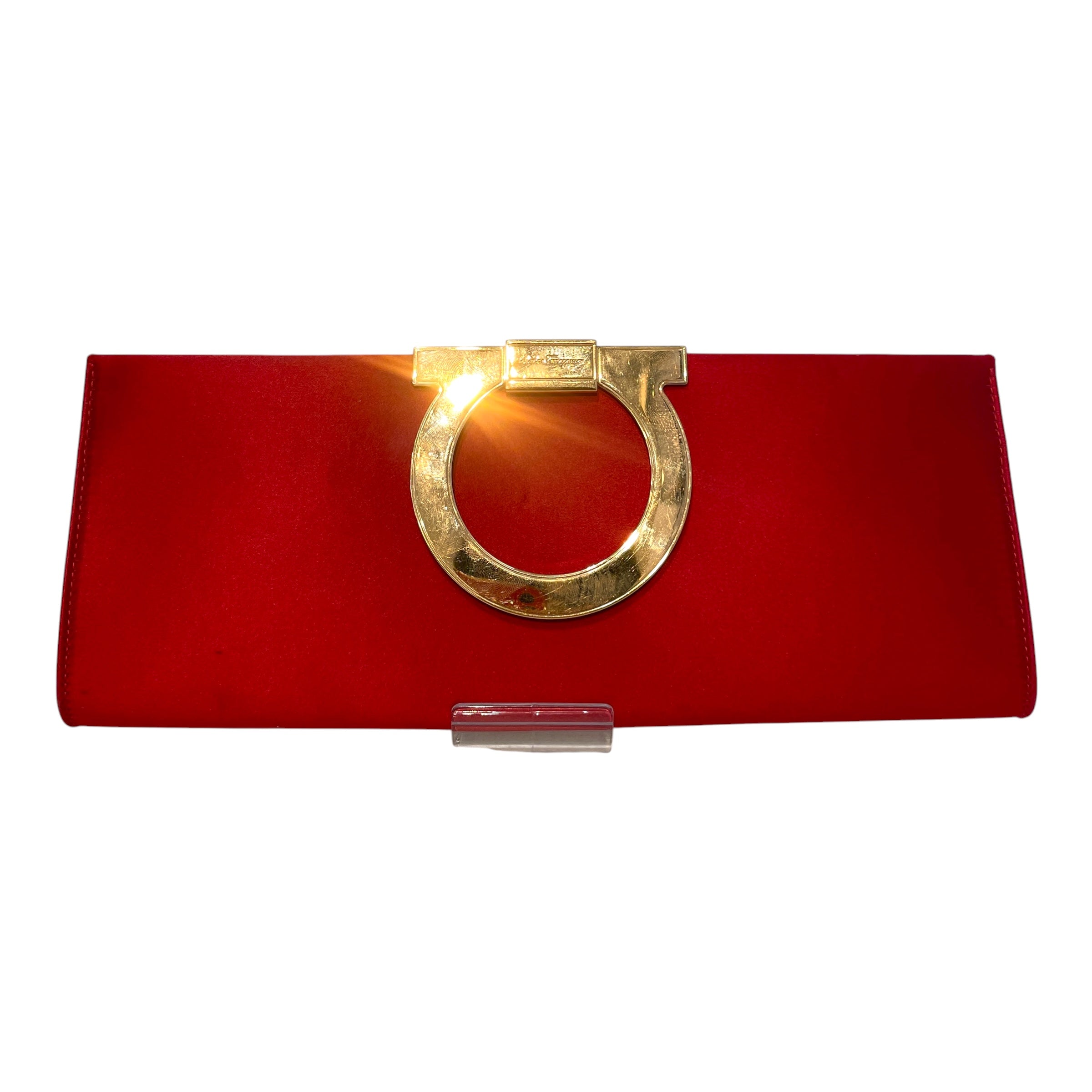Salvatore Ferragamo/Clutch Bag/Silk/RED/Gold Tone Gancini view 1