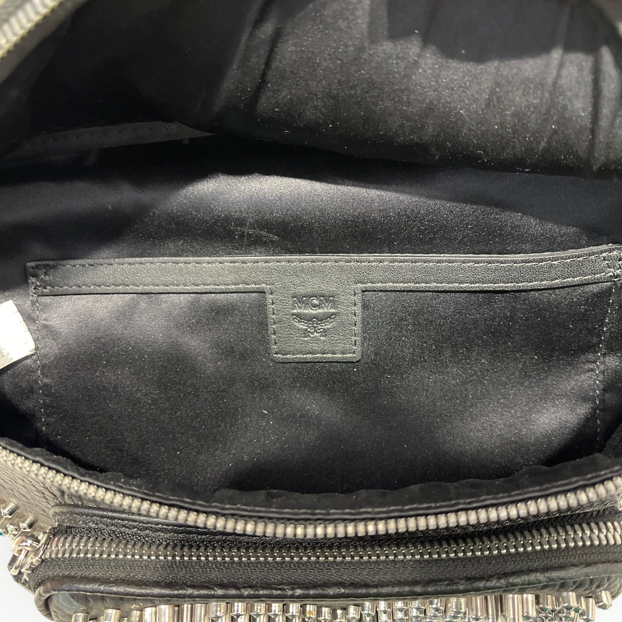 MCM/Fanny Pack/Iridescent/Leather/BLK/Black Rhinestone Lthr Belt Bag view 3