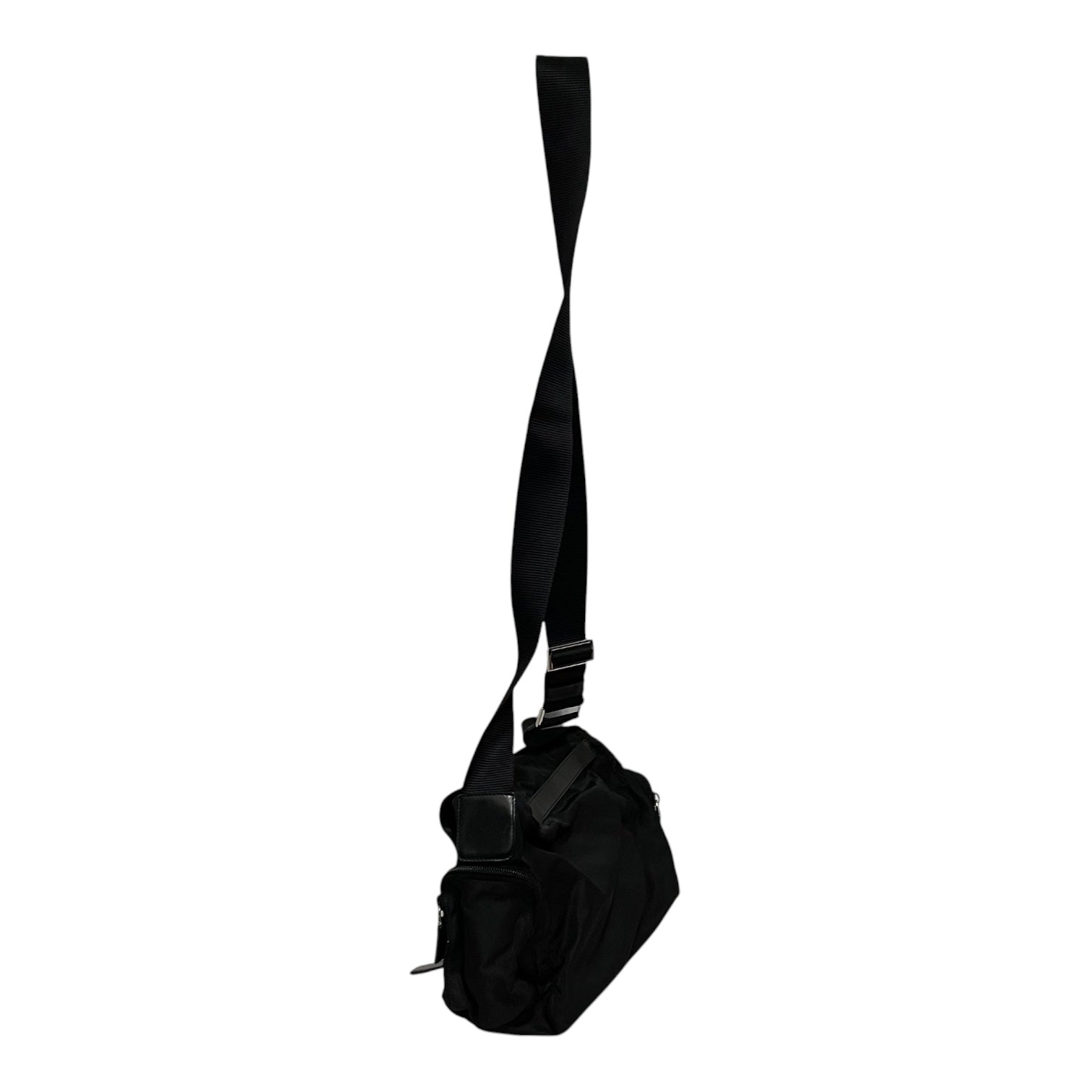 PRADA/Cross Body Bag/Nylon/BLK/messenger double buckle view 3