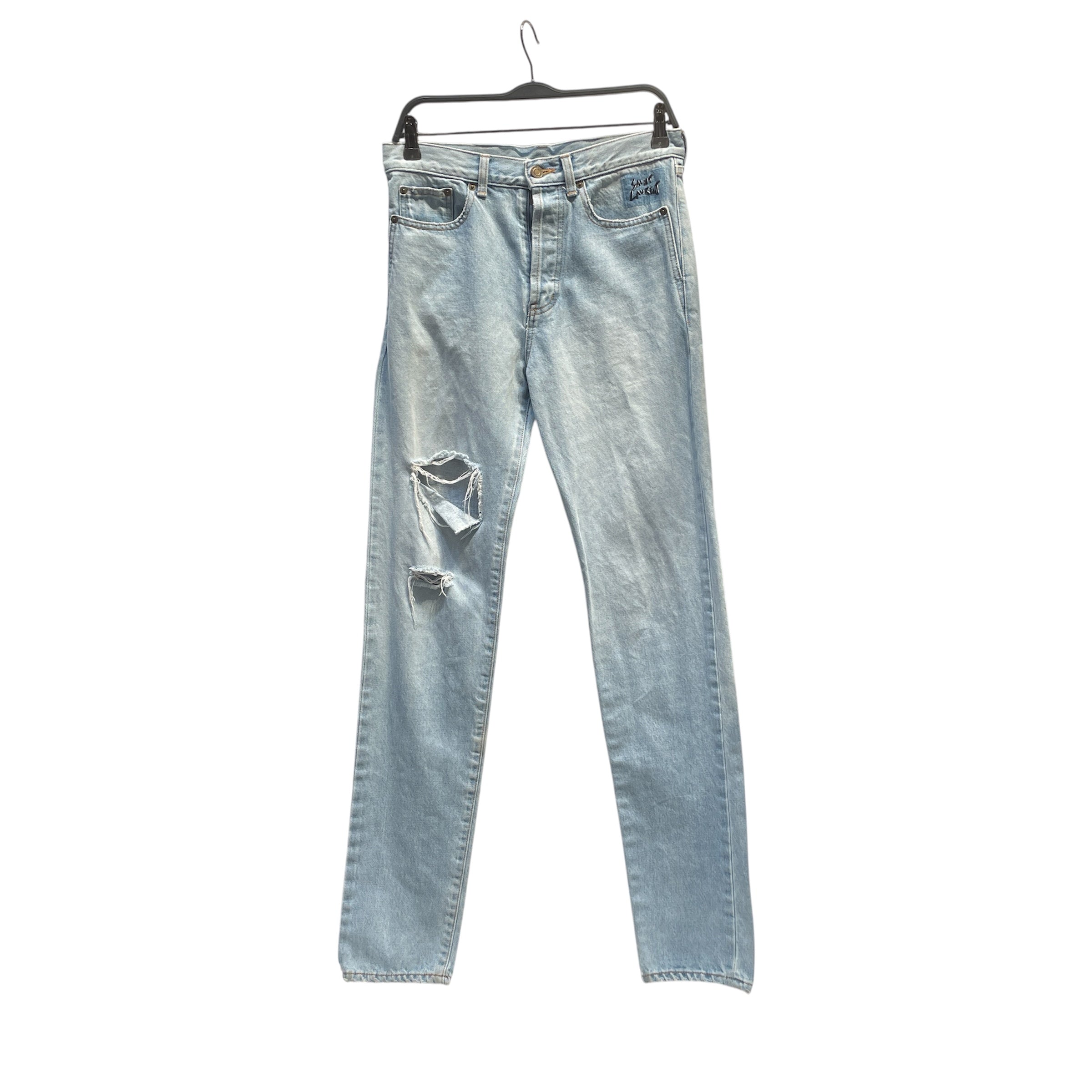 SAINT LAURENT/Straight Pants/29/Denim/BLU/black stiched view 1
