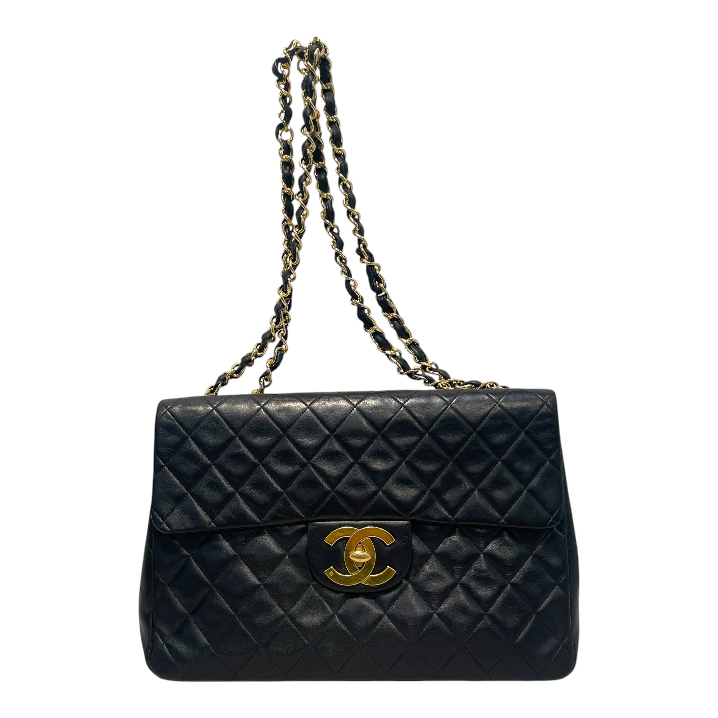 CHANEL/Hand Bag/Leather/BLK/Vintage Jumbo Quilted Bag view 1