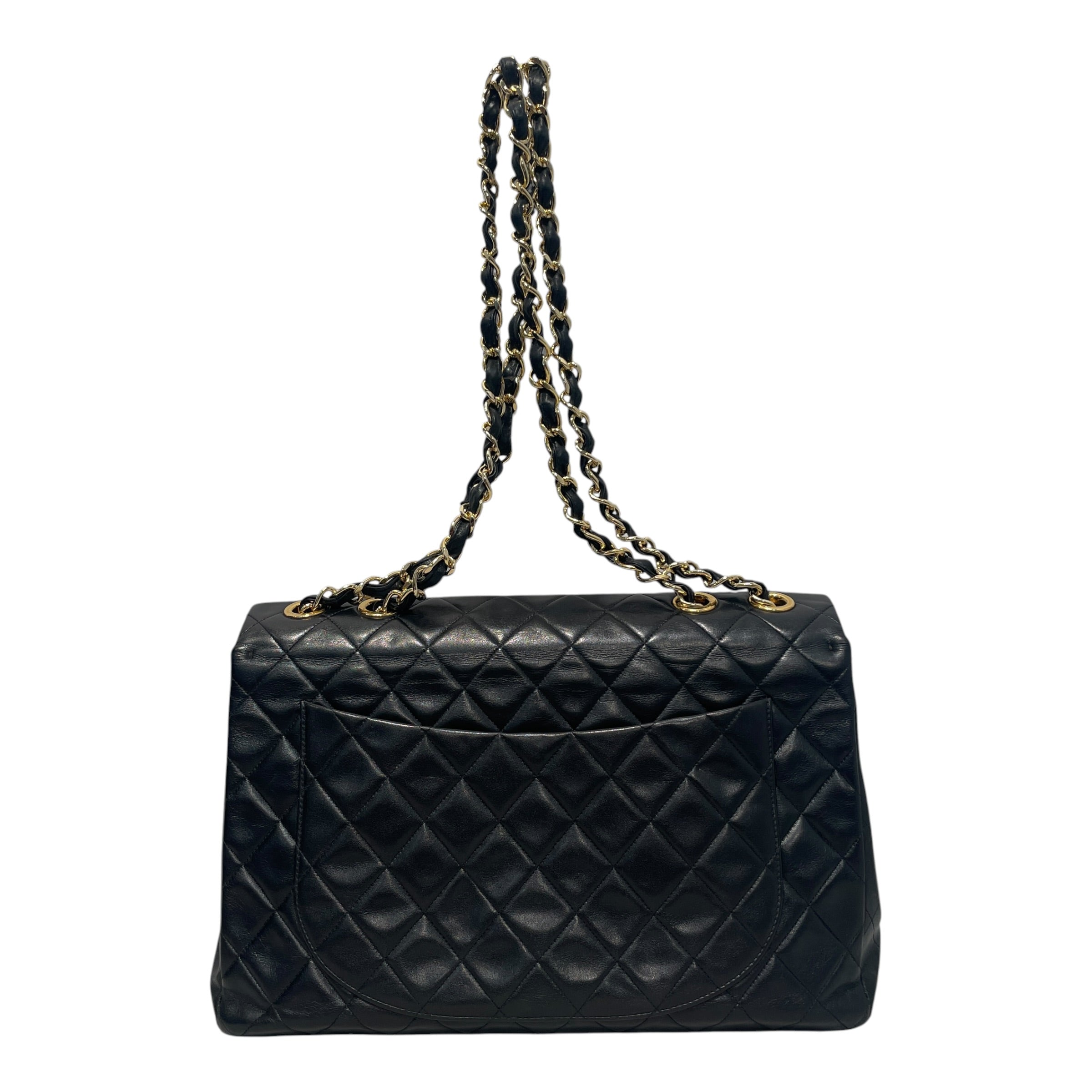 CHANEL/Hand Bag/Leather/BLK/Vintage Jumbo Quilted Bag view 4