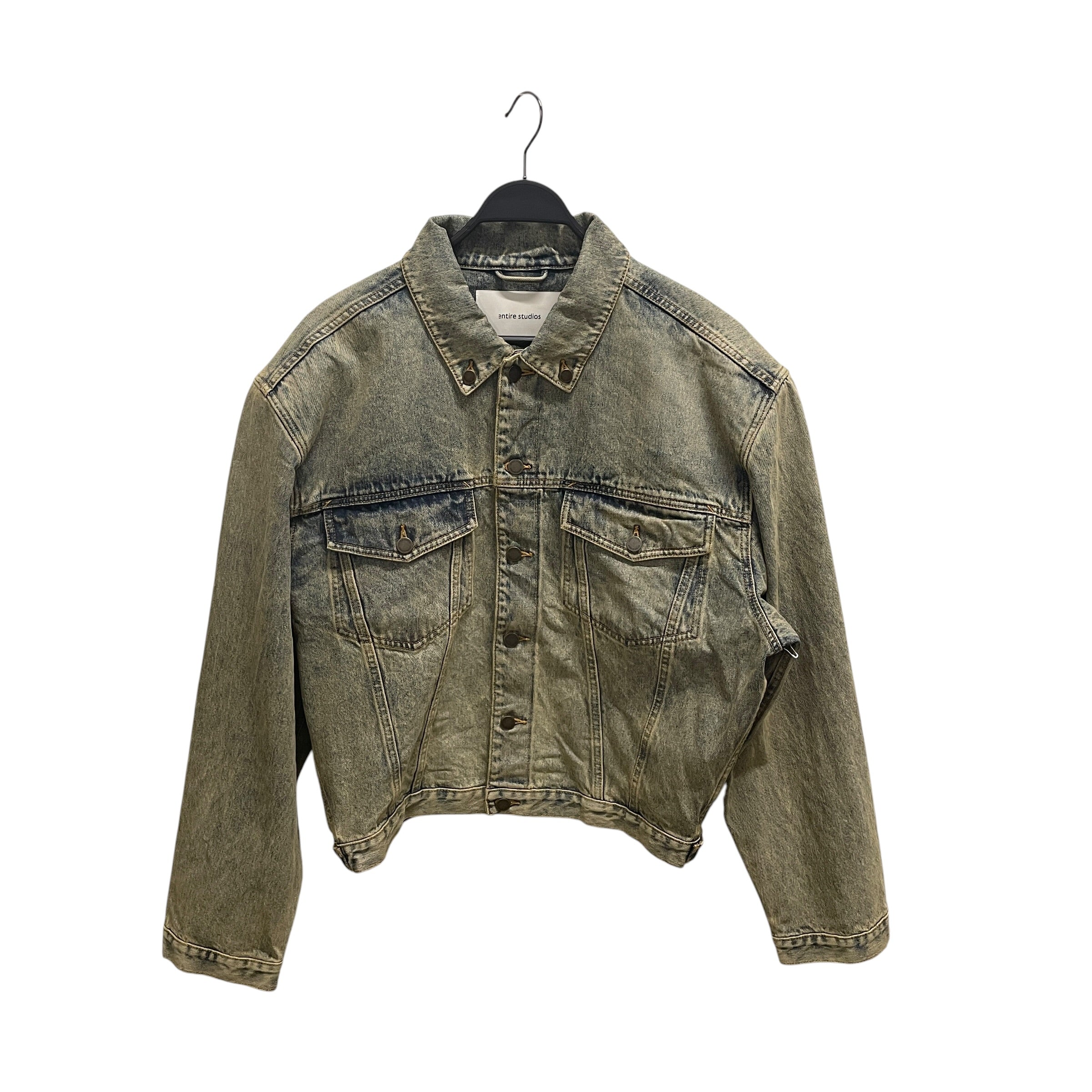entire studios/Denim Jkt/XL/Denim/BLU/GRN WASHED BUTTON UP view 1