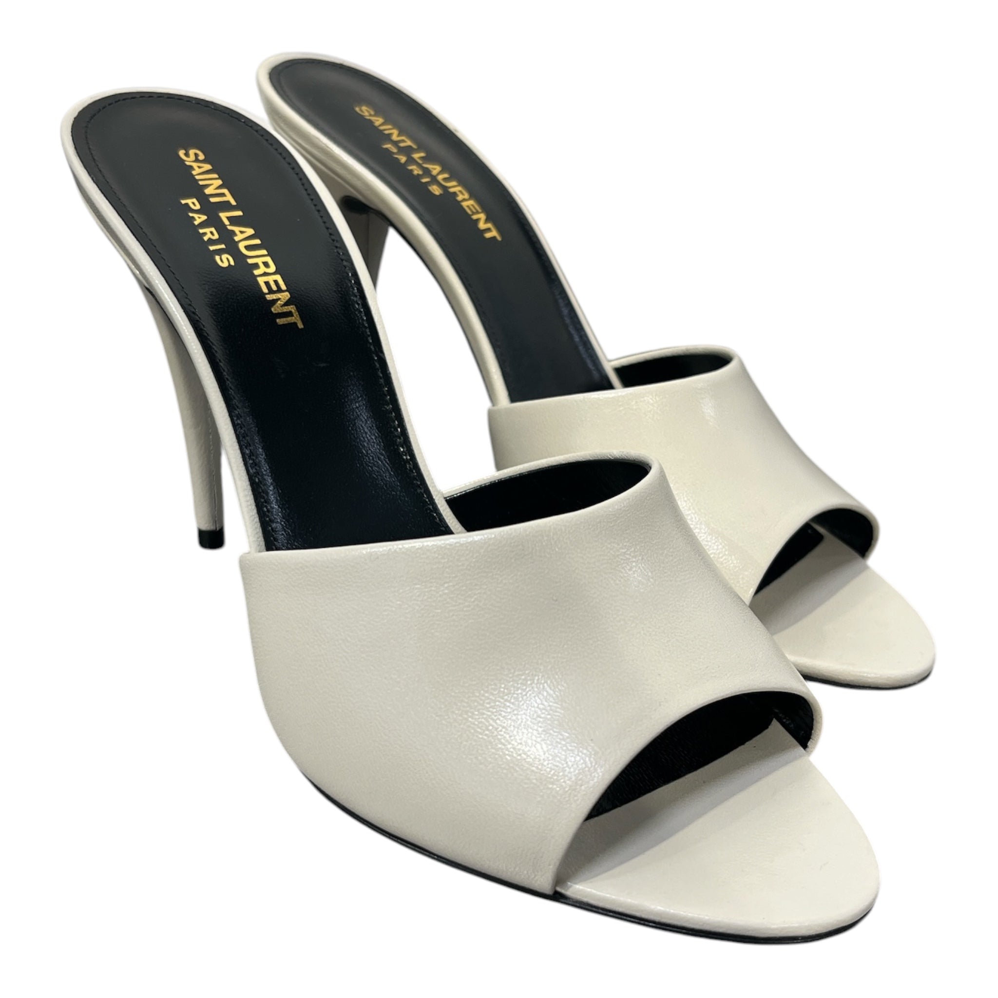 SAINT LAURENT/Heels/EU 38/Leather/WHT/BLACK SOLE view 1