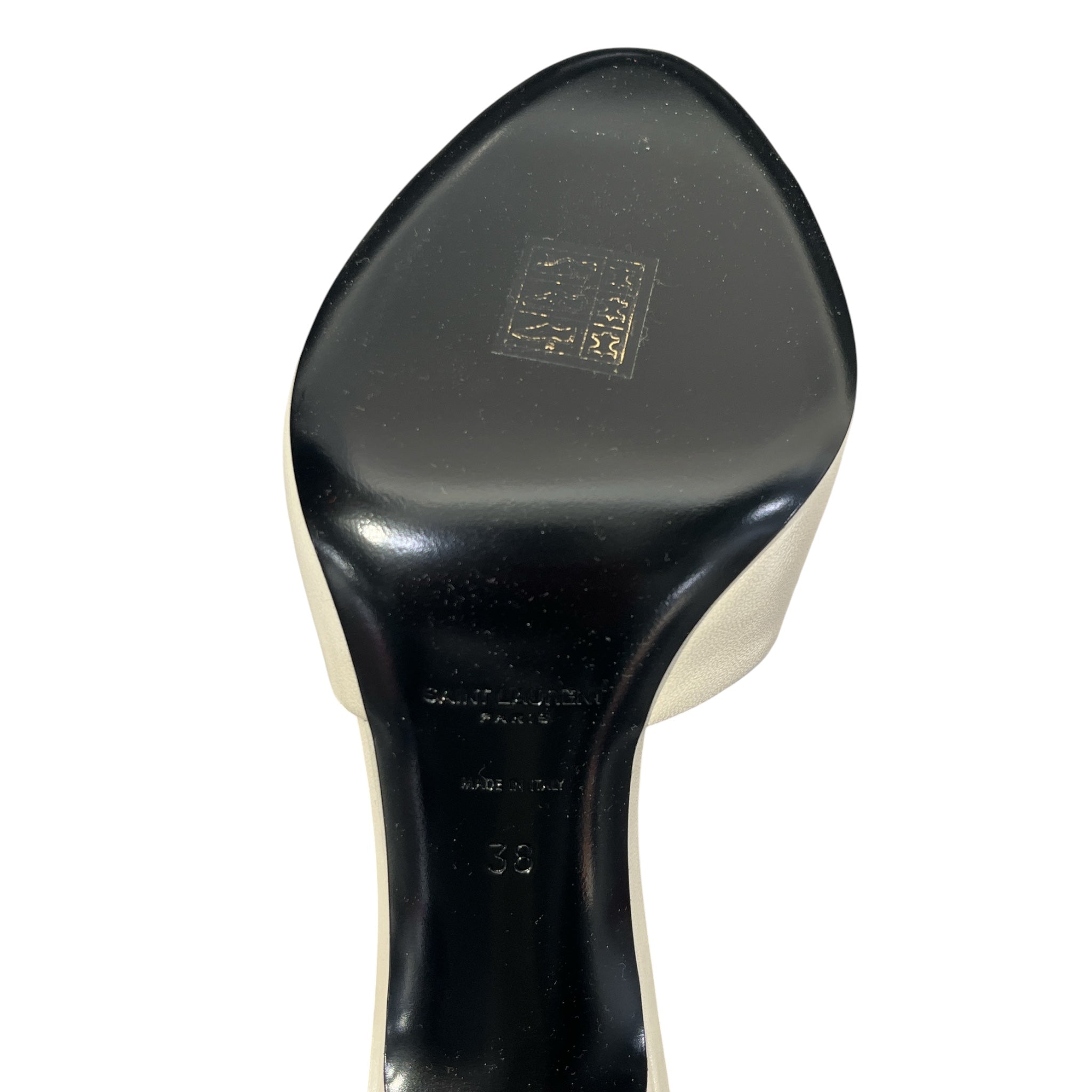 SAINT LAURENT/Heels/EU 38/Leather/WHT/BLACK SOLE view 3
