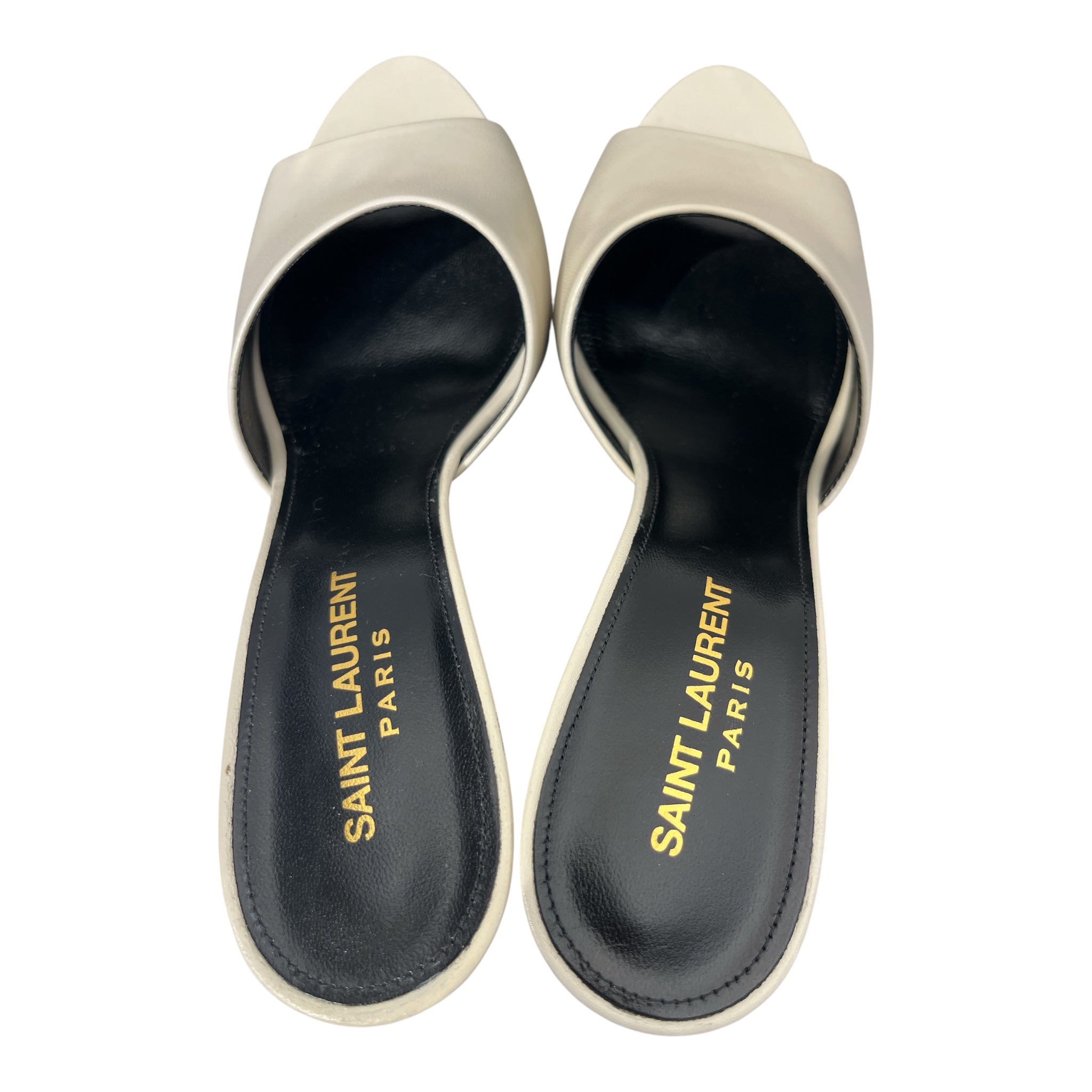 SAINT LAURENT/Heels/EU 38/Leather/WHT/BLACK SOLE view 4
