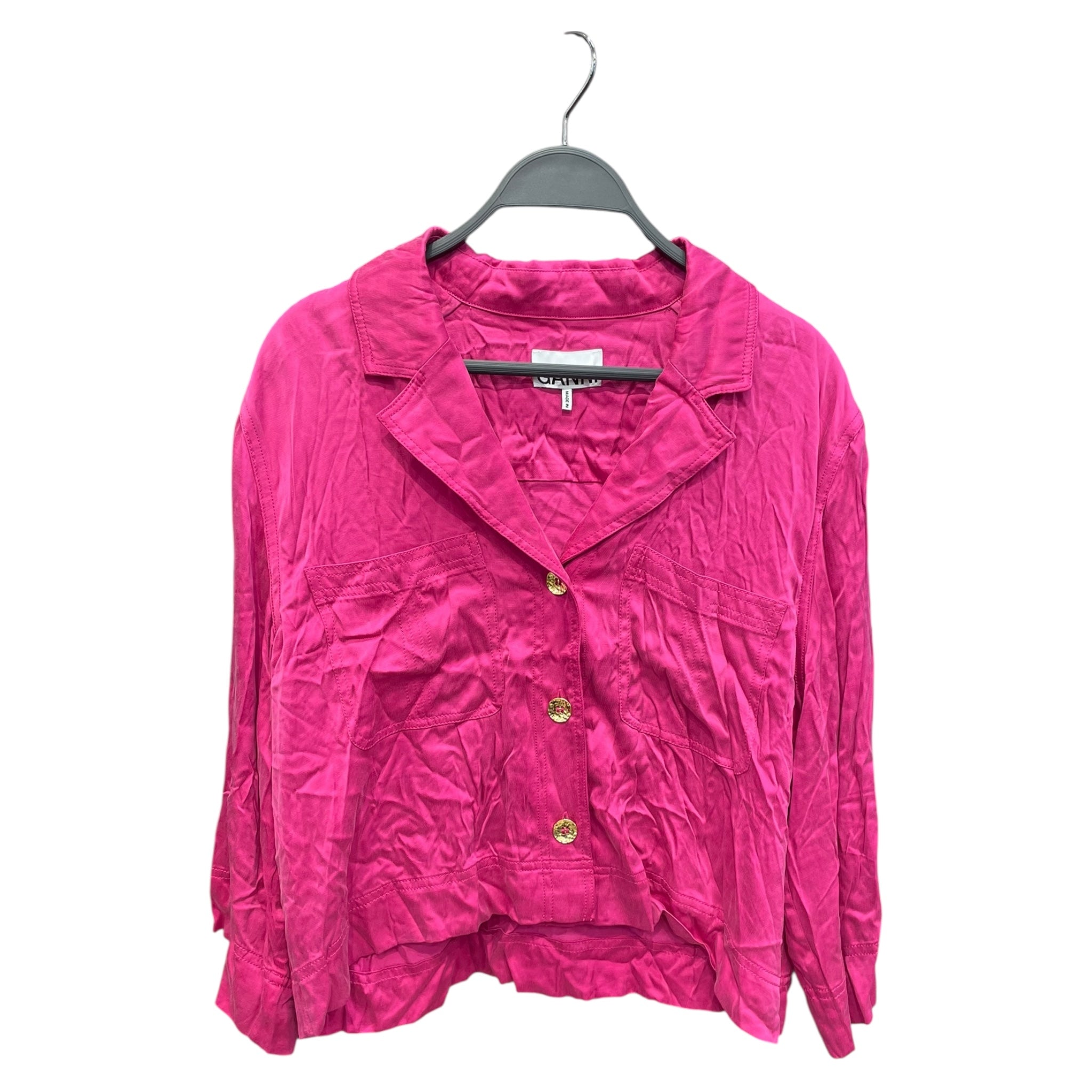 GANNI/Shirt/40/PNK/Pink Washed Satin Crop Shirt view 1