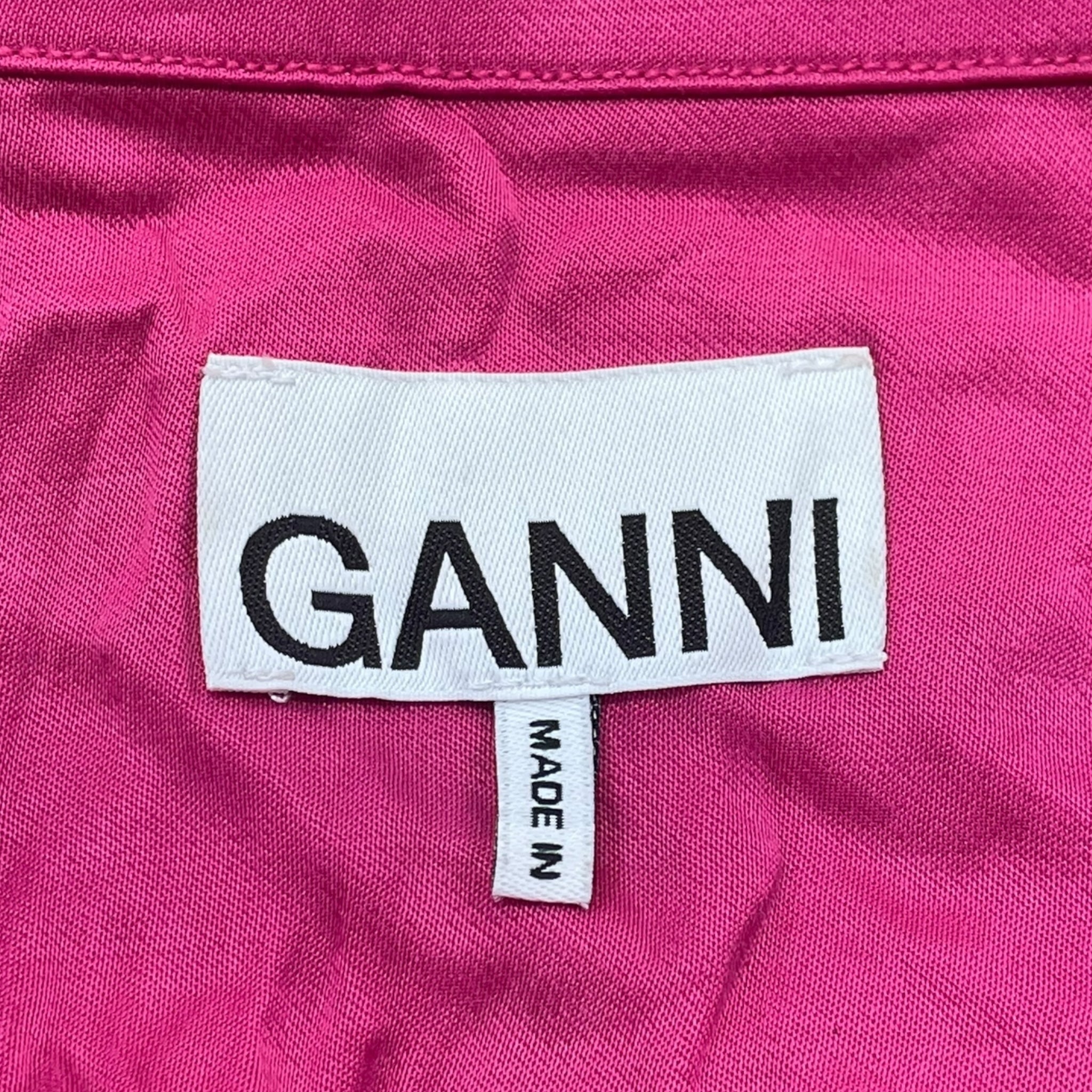 GANNI/Shirt/40/PNK/Pink Washed Satin Crop Shirt view 3