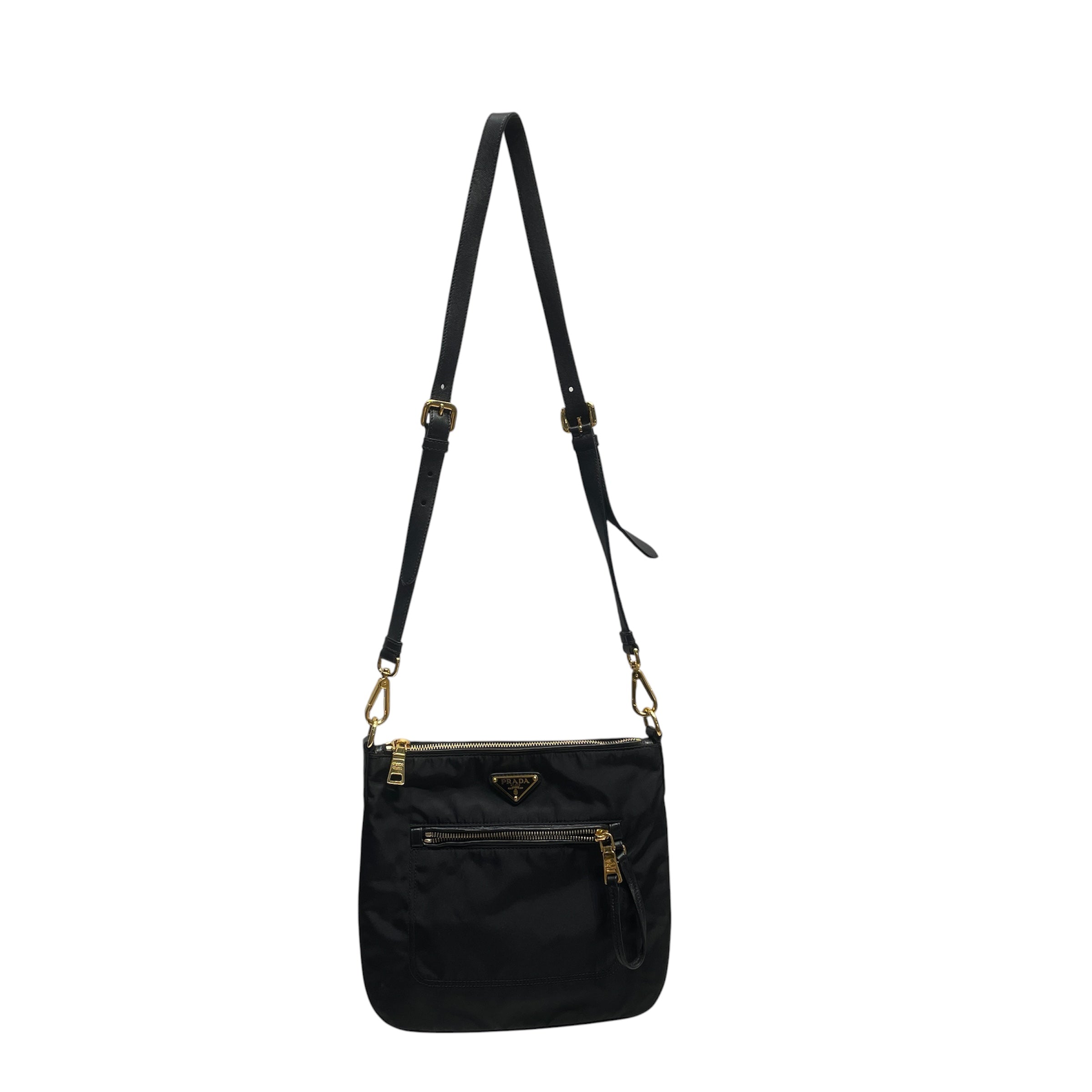 PRADA/Cross Body Bag/Nylon/BLK/TESSUTO GOLD ACCENT view 1