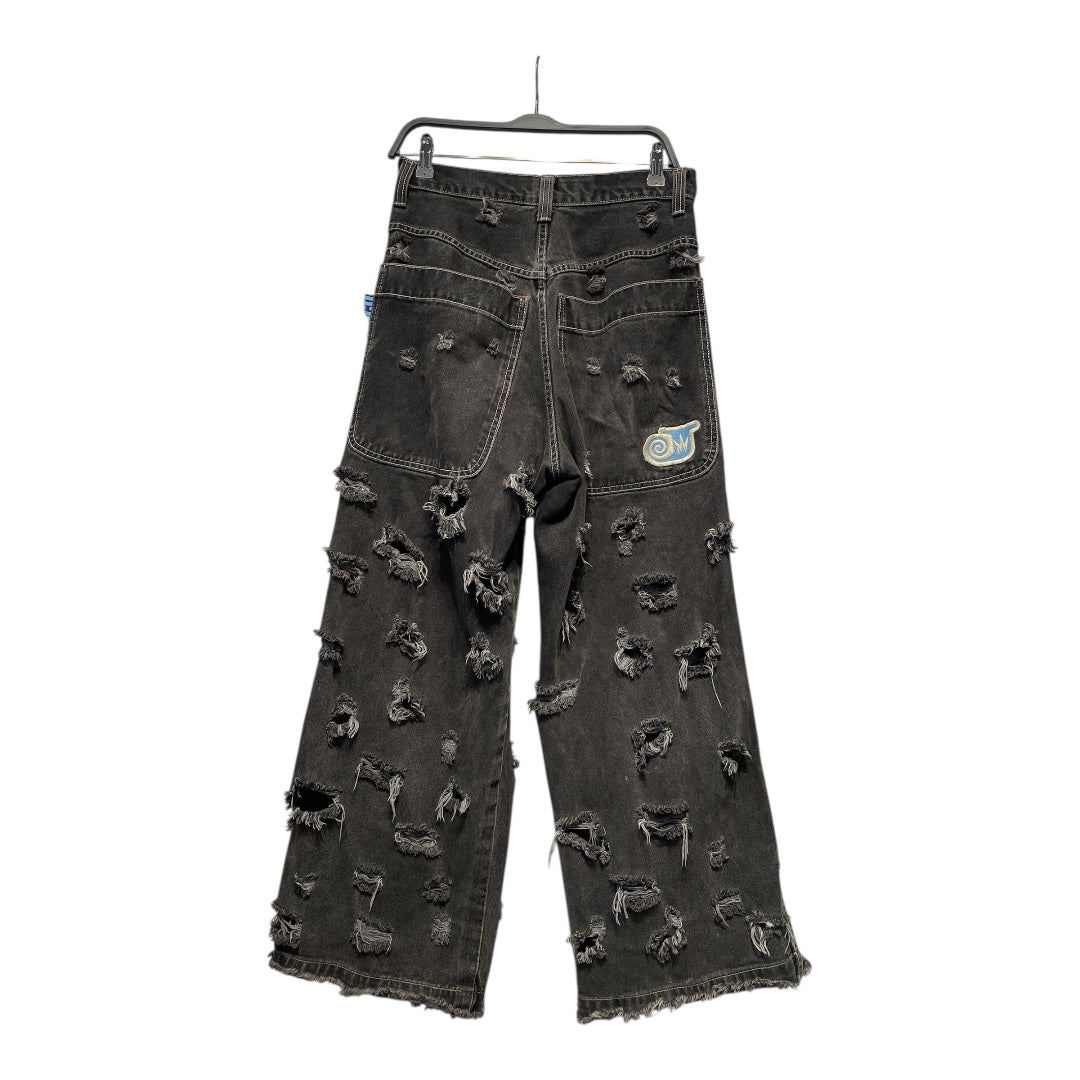 JNCO/Wide Leg Pants/26/Denim/GRY/twin cannons distressed view 1