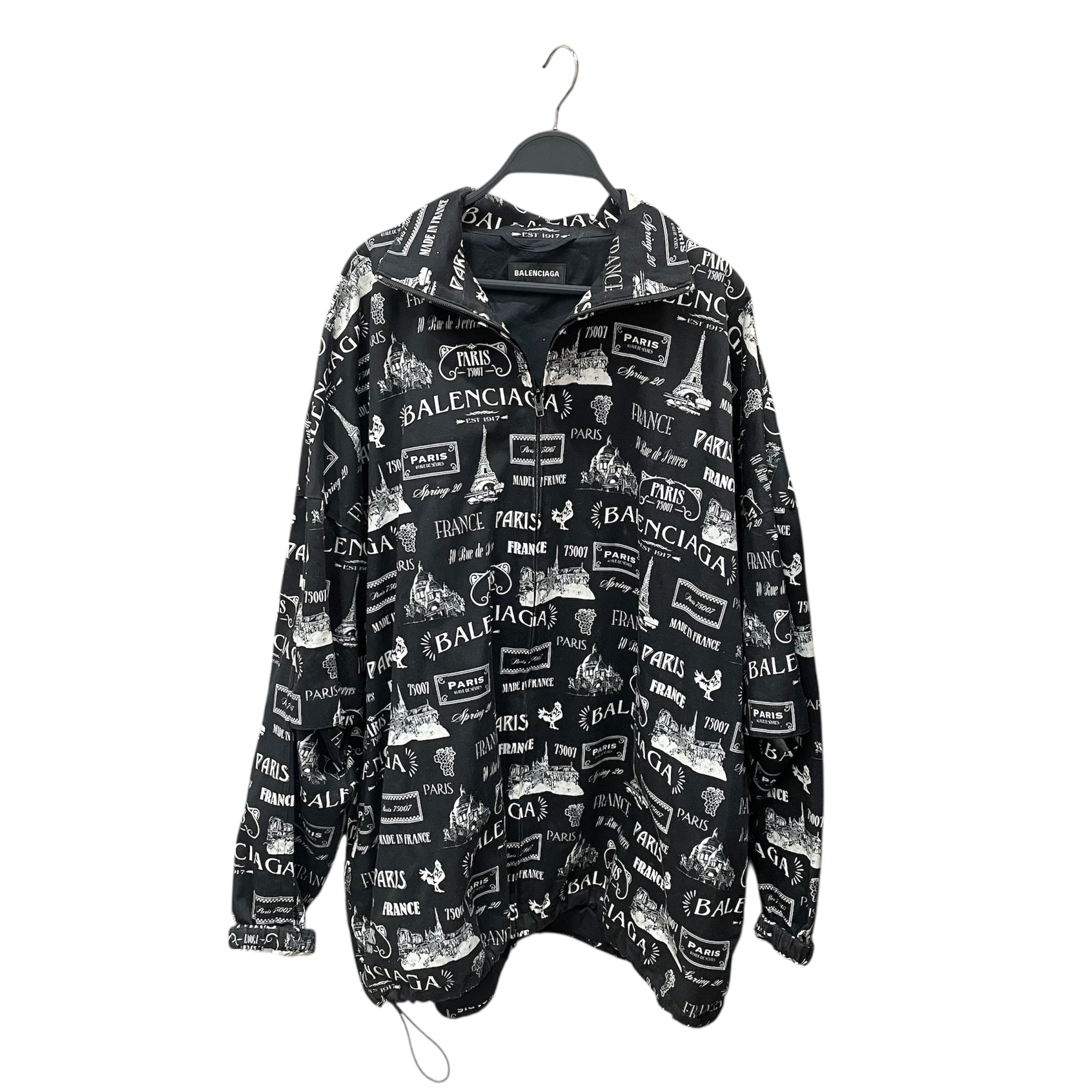 BALENCIAGA/Jacket/50/Polyester/BLK/All Over Print/BALNCIAGA PARIS LAYERED SLEEVE view 1