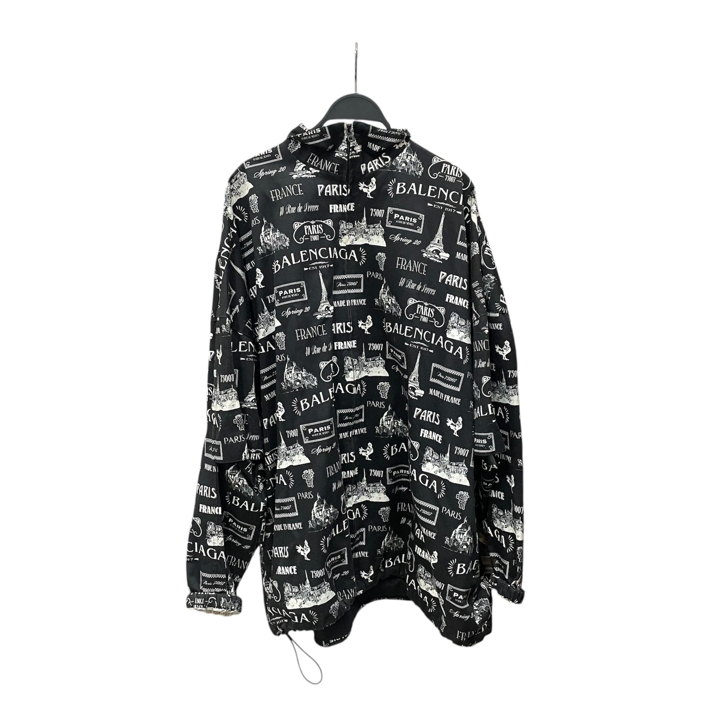 BALENCIAGA/Jacket/50/Polyester/BLK/All Over Print/BALNCIAGA PARIS LAYERED SLEEVE view 2