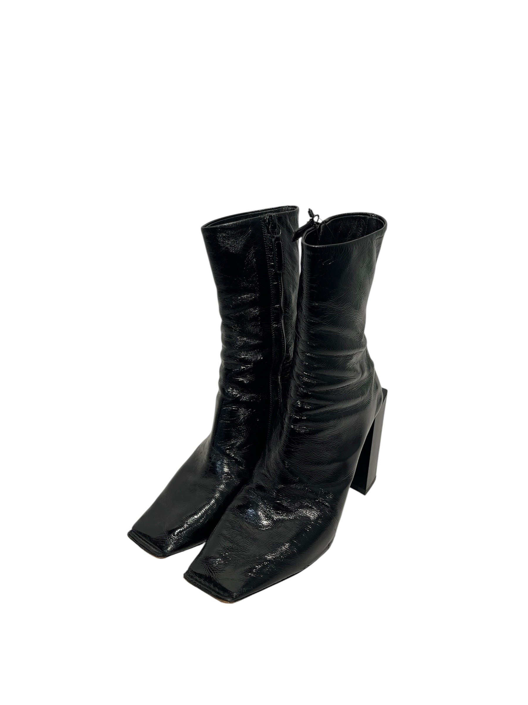 BALENCIAGA/Boots/EU 35/Leather/BLK/Patent leather heel boot view 1