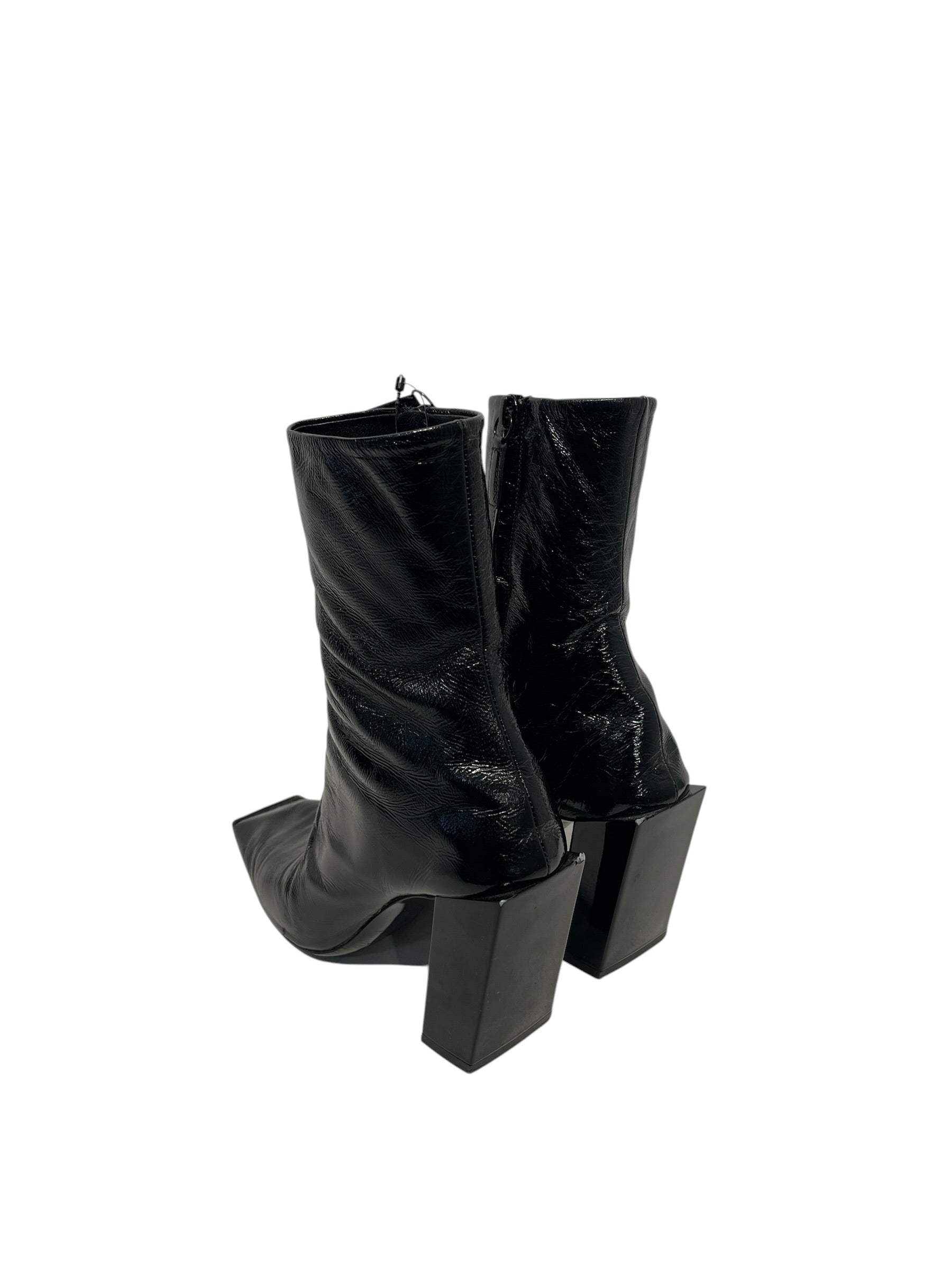 BALENCIAGA/Boots/EU 35/Leather/BLK/Patent leather heel boot view 2