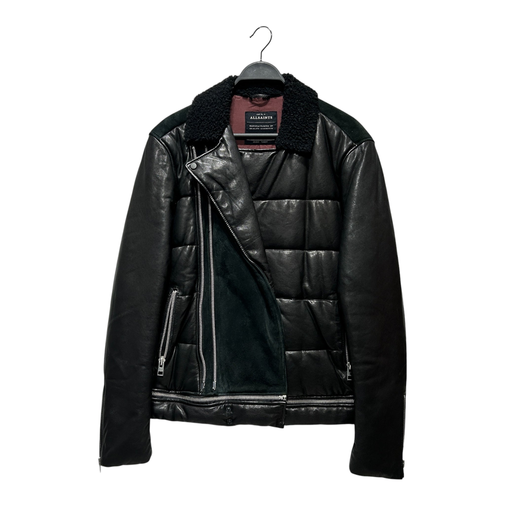 ALLSAINTS/Puffer Jkt/LL/Leather/BLK/Double Breasted/ view 1