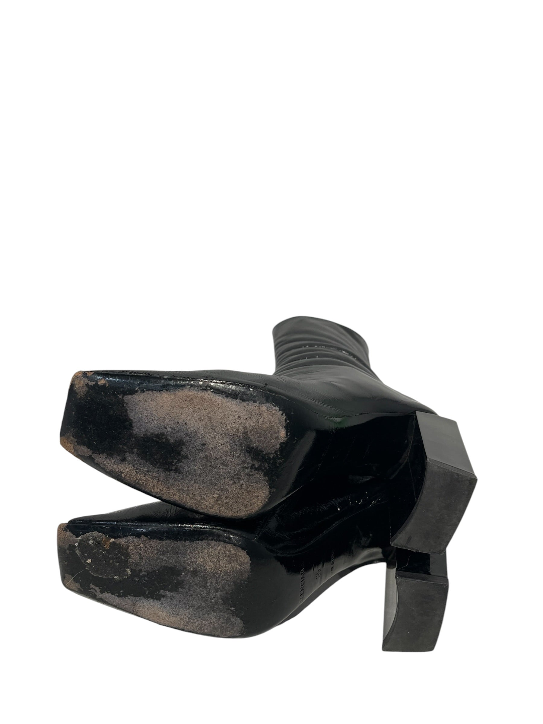 BALENCIAGA/Boots/EU 35/Leather/BLK/Patent leather heel boot view 4
