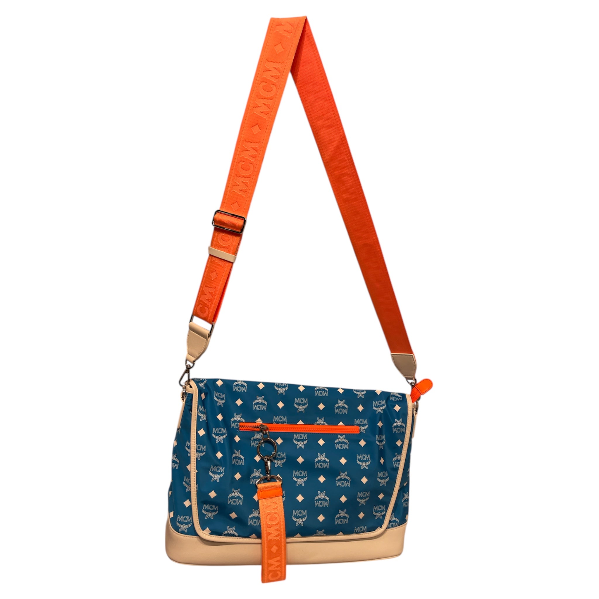 MCM/Cross Body Bag/Monogram/Nylon/BLU/ORANGE/BLUE view 1