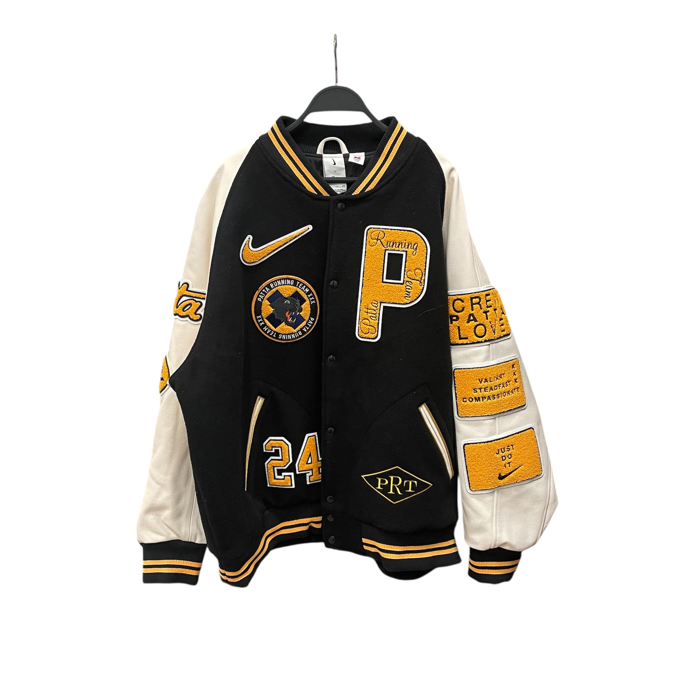 NIKE/Patta/Jacket/XXL/Wool/BLK/RUNNING VARSITY WHT SLEEVES view 1