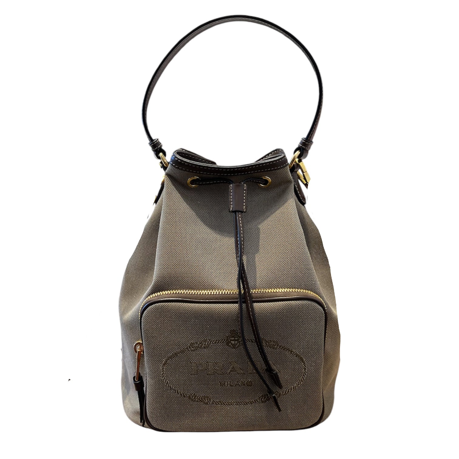 PRADA/Bag/BRW/jacquard canvas bucket bag view 1