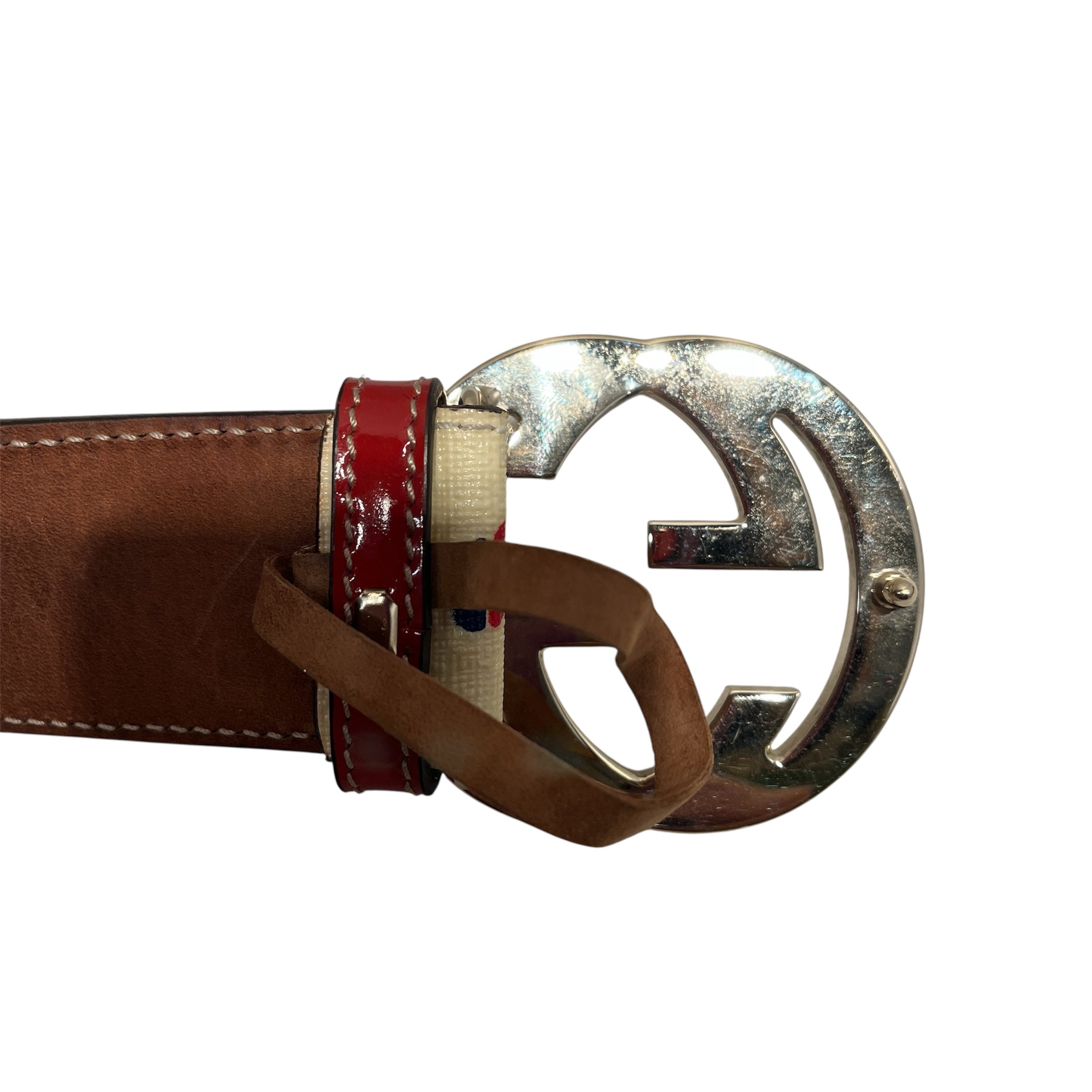 GUCCI/Belt/Monogram/Leather/CRM/RED BLUE HEARTS view 3