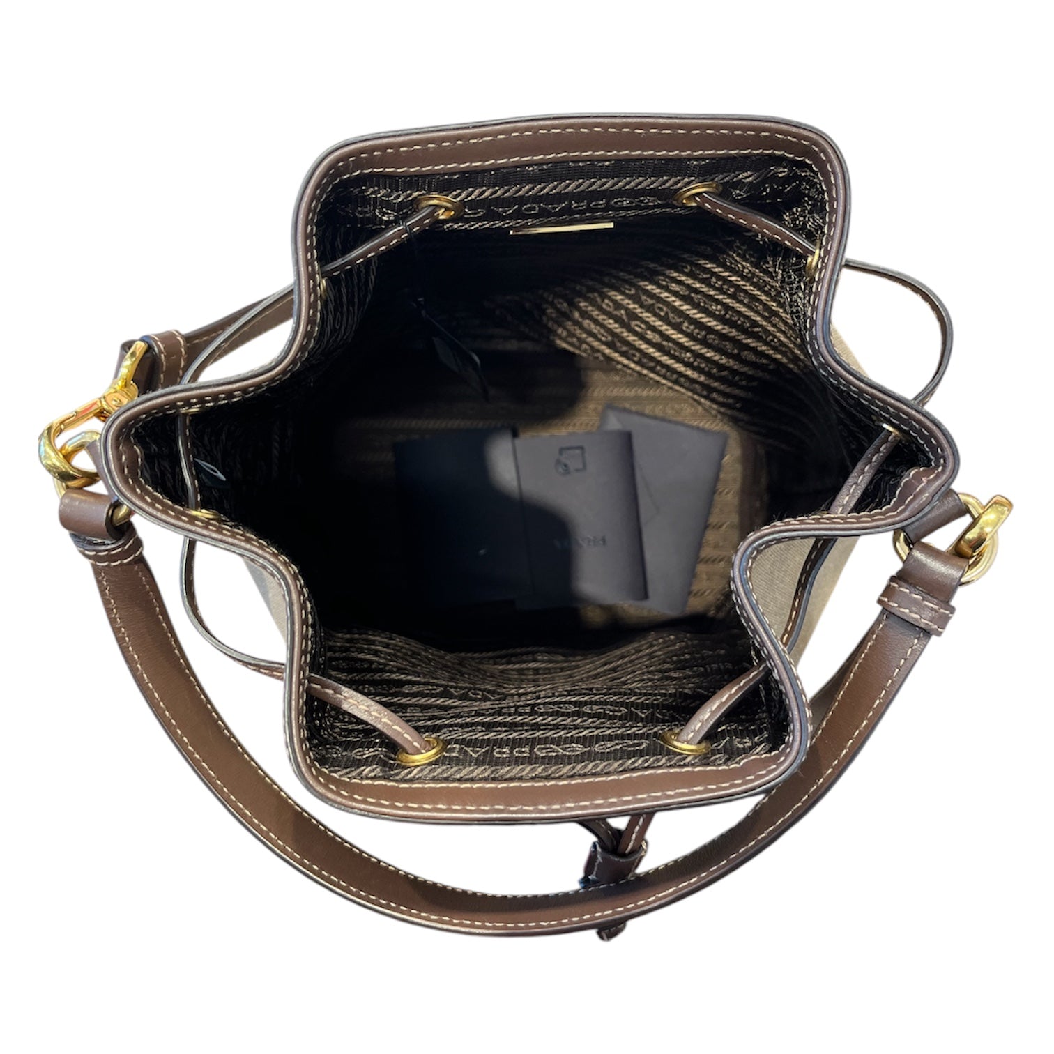 PRADA/Bag/BRW/jacquard canvas bucket bag view 3