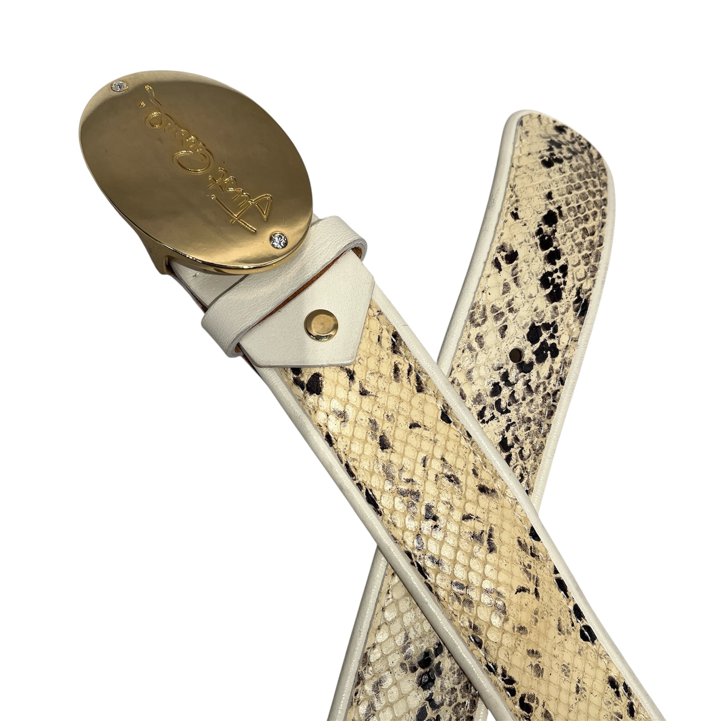 Just cavalli/Belt/Animal Pattern/Leather/BEG/SNAKESKIN W DIAMOND BUCKLE view 2