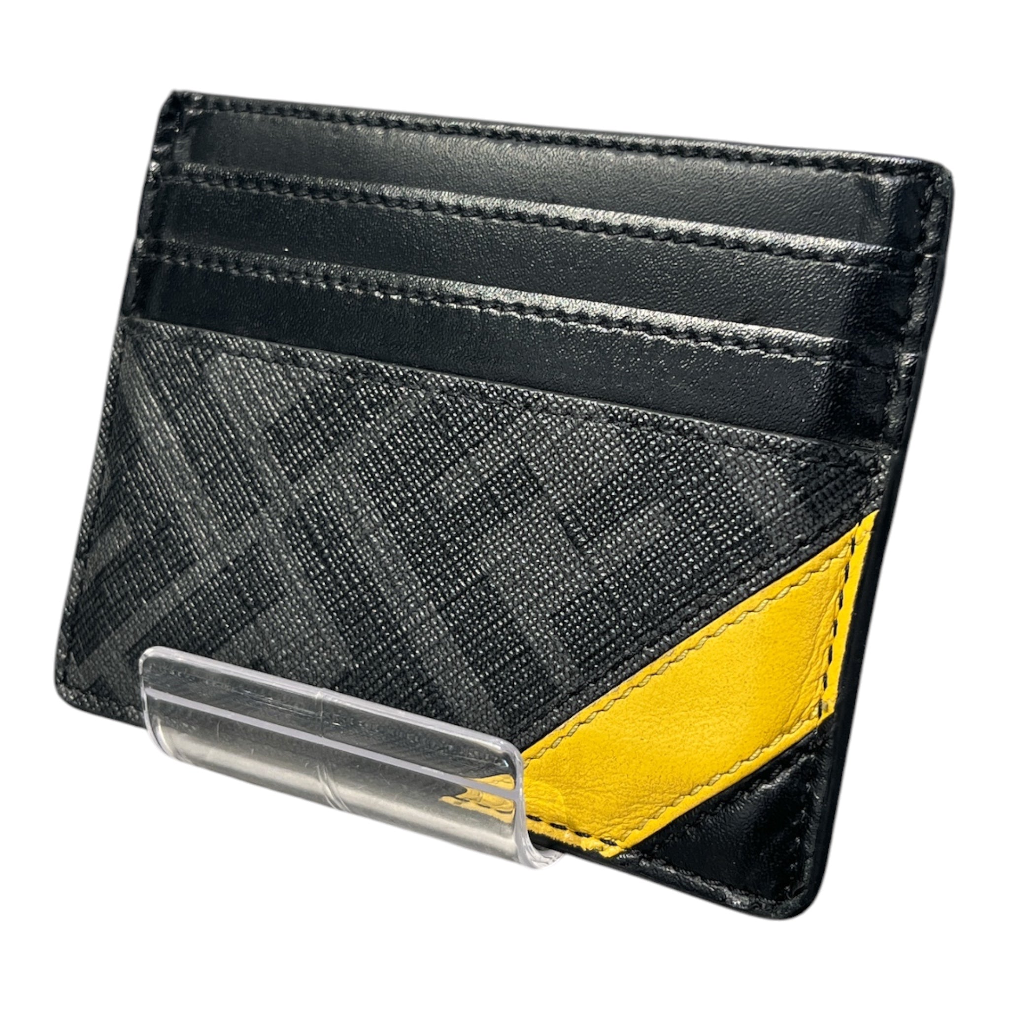 FENDI/Coin Wallet/Monogram/Leather/BLK/YELLOW STRIPE view 1