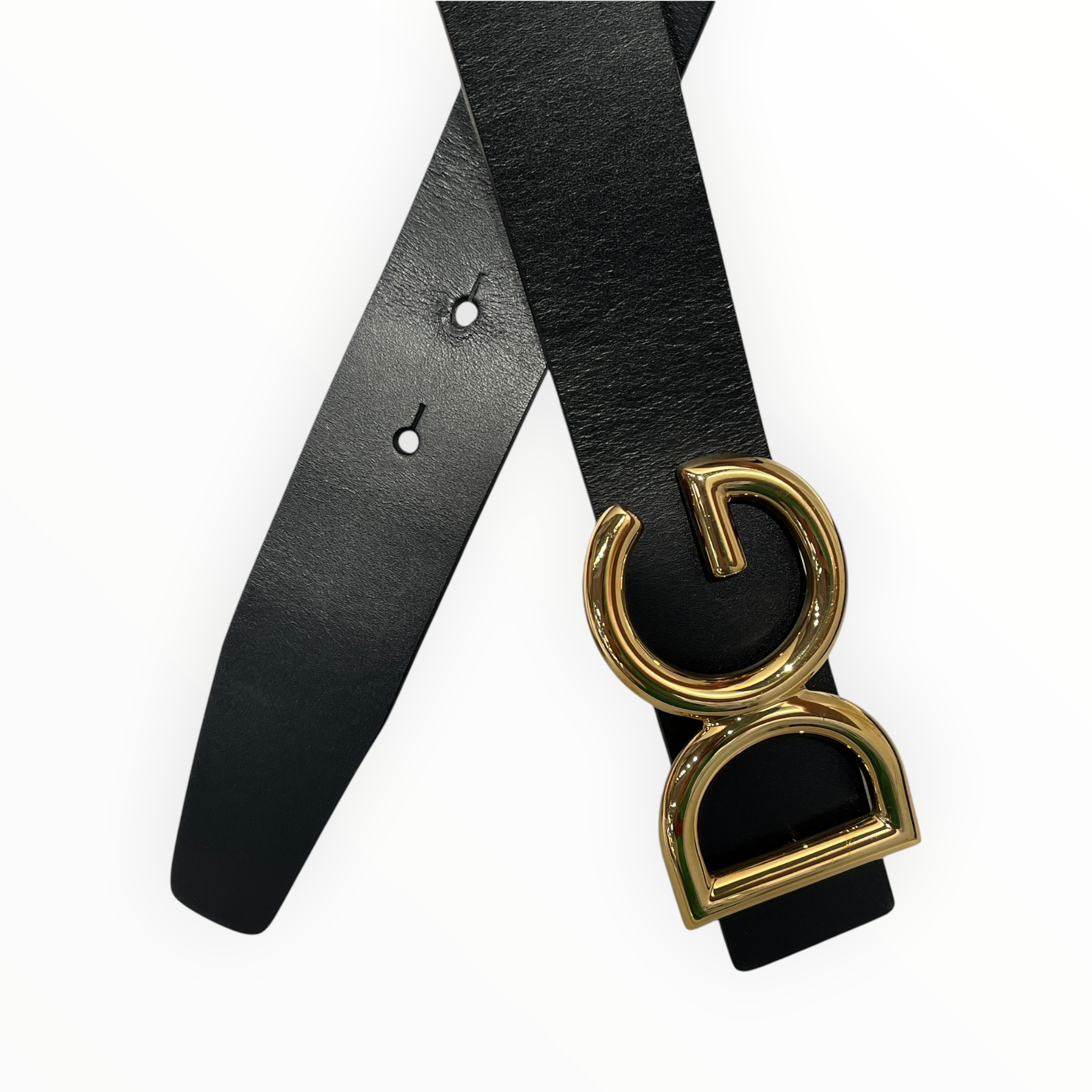 DOLCE&GABBANA/Belt/Leather/BLK/L's/GOLD DG LEATHER BELT view 2