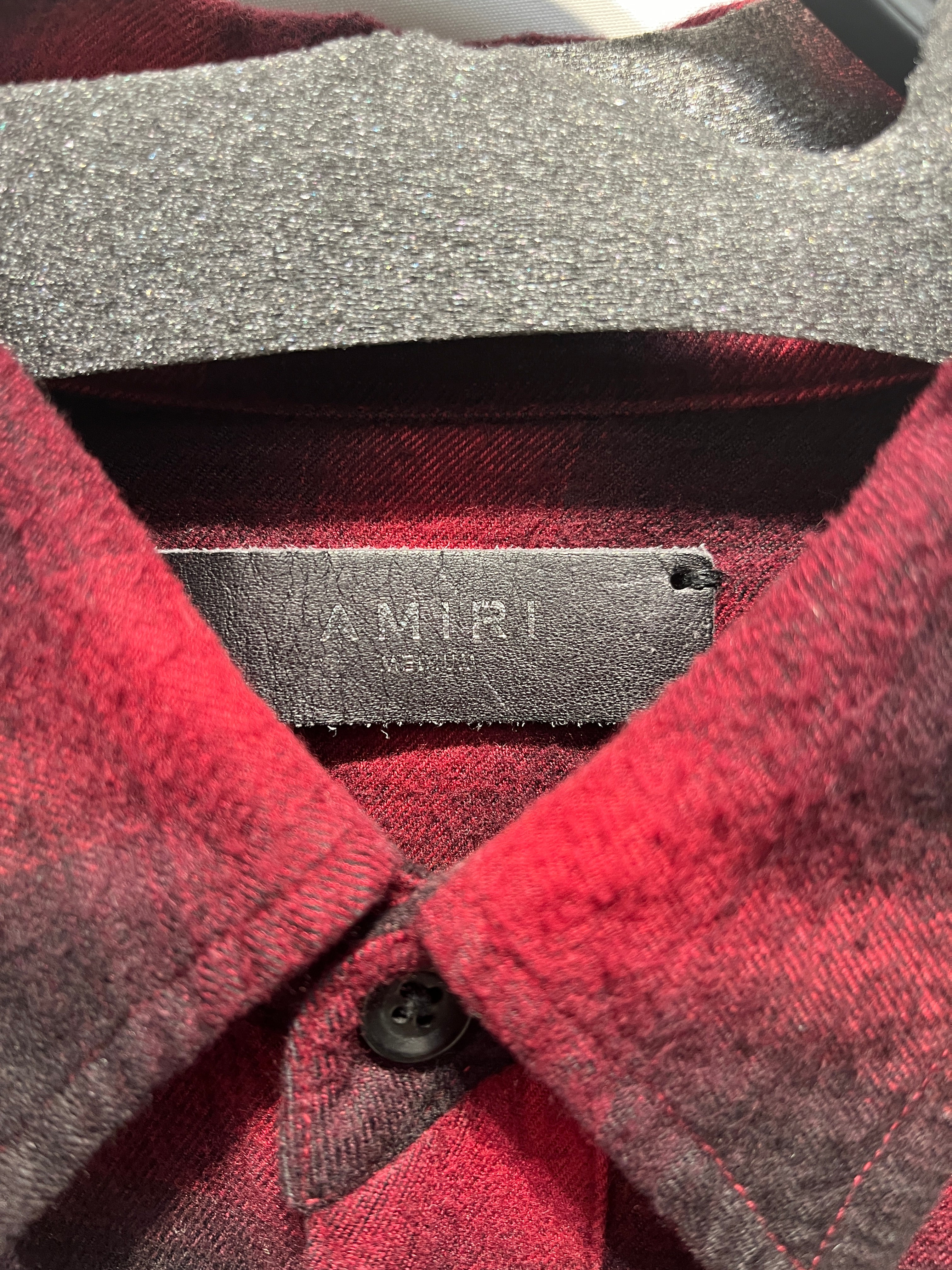 AMIRI/Flannel Shirt/M/Cotton/RED/Plaid/RAW HEM view 4